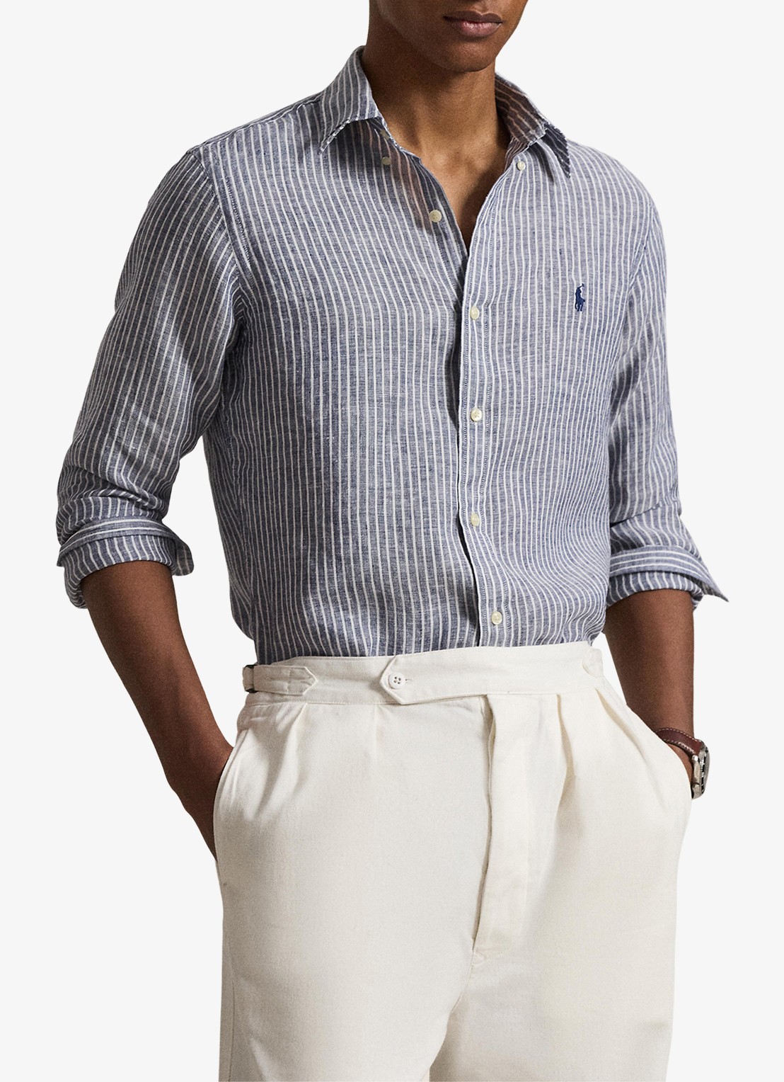 Ralph Lauren Regular fit overhemd van linnen met streepprint - detail 3 new classic navy white