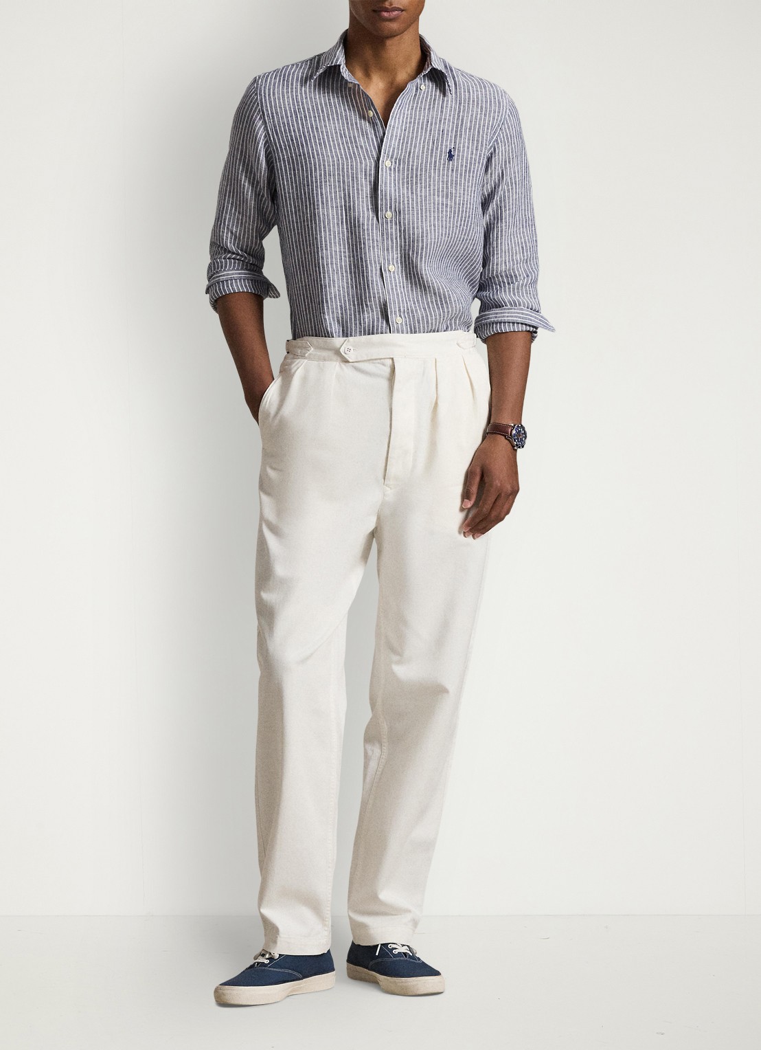 Ralph Lauren Regular fit overhemd van linnen met streepprint - detail 4 new classic navy white