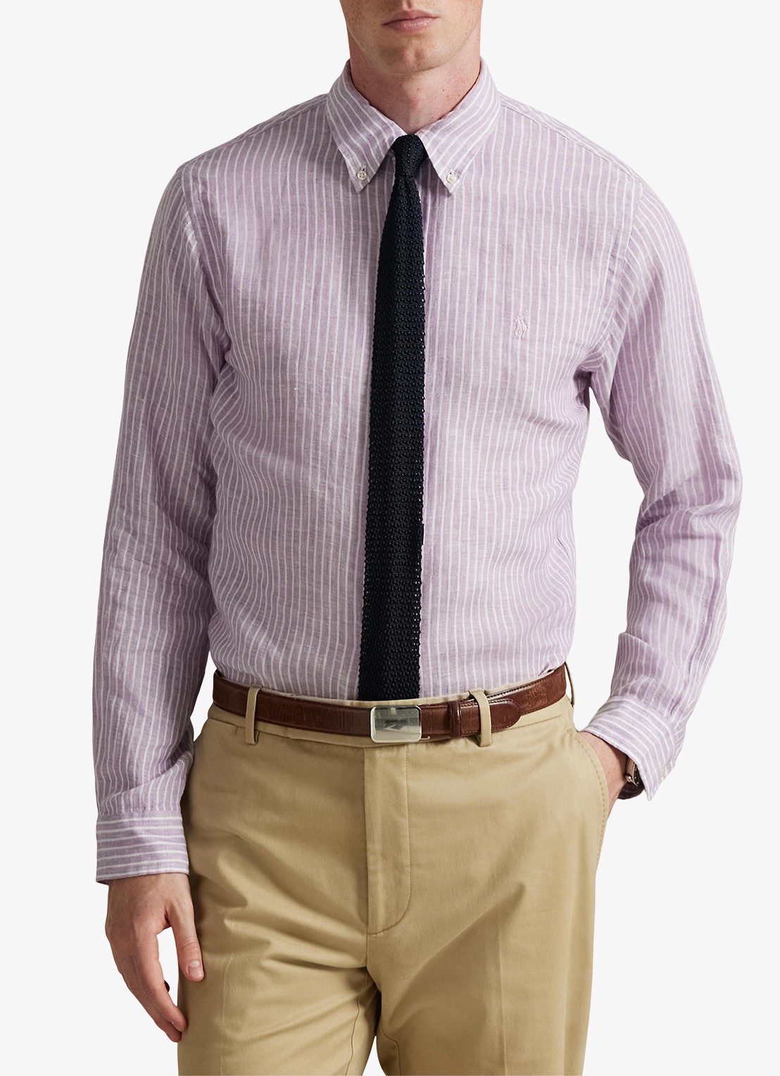 Ralph Lauren Regular fit overhemd van linnen met streepprint - detail 3 7188d lavender white-zykb