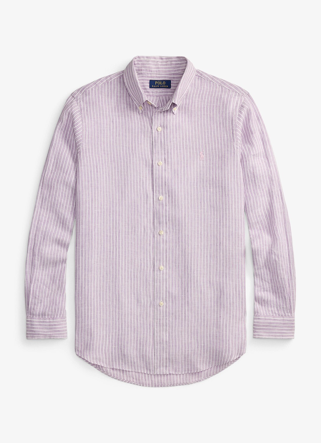 Ralph Lauren Regular fit overhemd van linnen met streepprint - voorkant 7188d lavender white-zykb