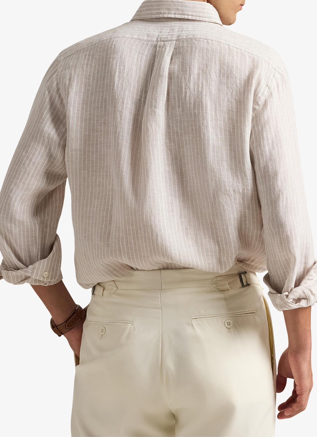 Ralph Lauren Regular fit overhemd van linnen met streepprint - achterkant 3 7188e coastal beige white-zyka
