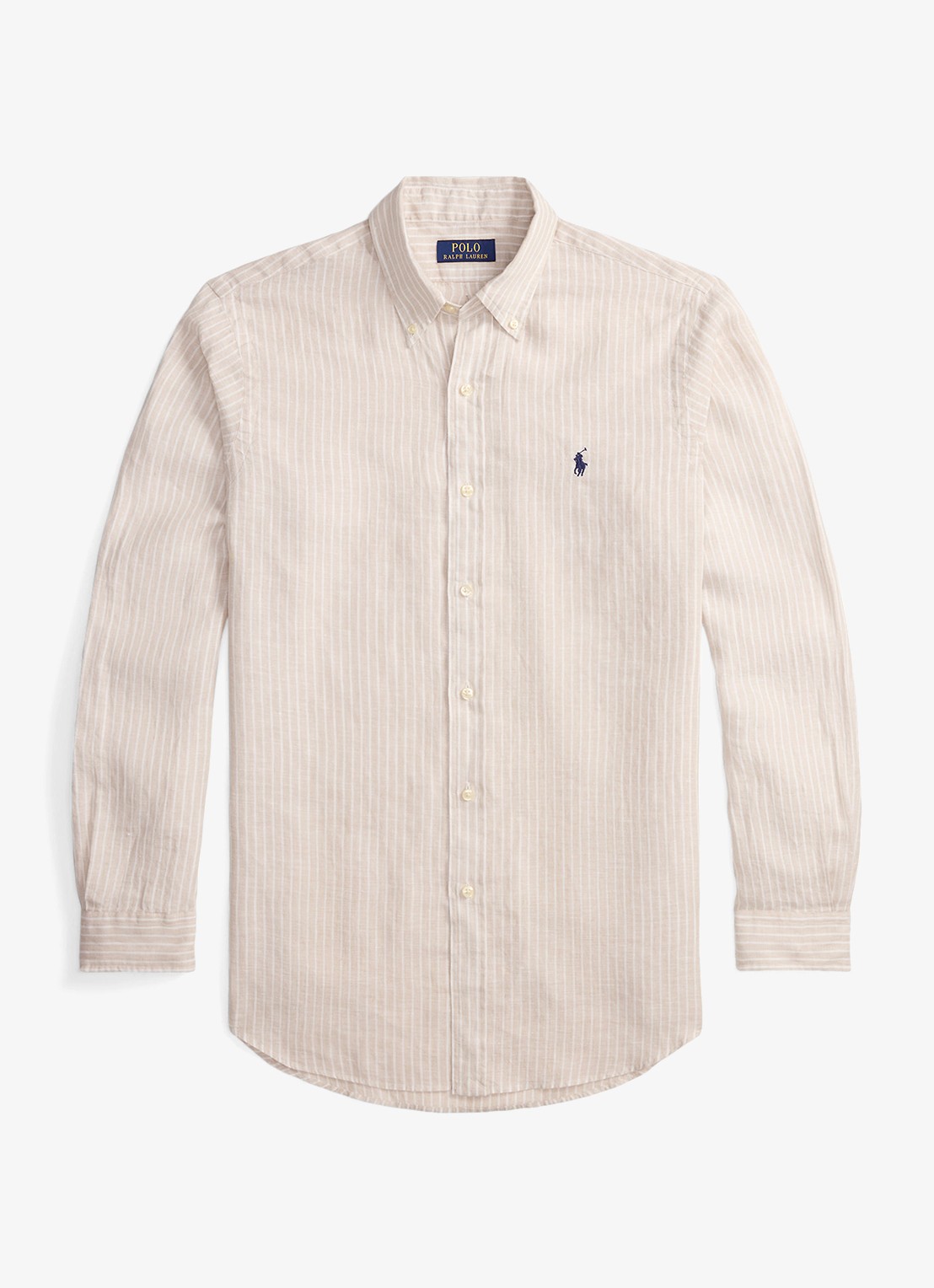 Ralph Lauren Regular fit overhemd van linnen met streepprint - voorkant 4 7188e coastal beige white-zyka