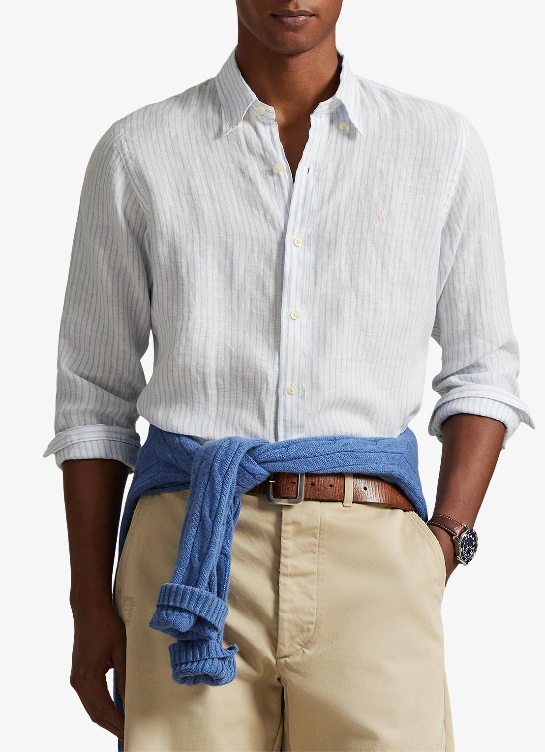 Ralph Lauren Regular fit overhemd van linnen met streepprint - detail 3 7188a white blue-zyk9