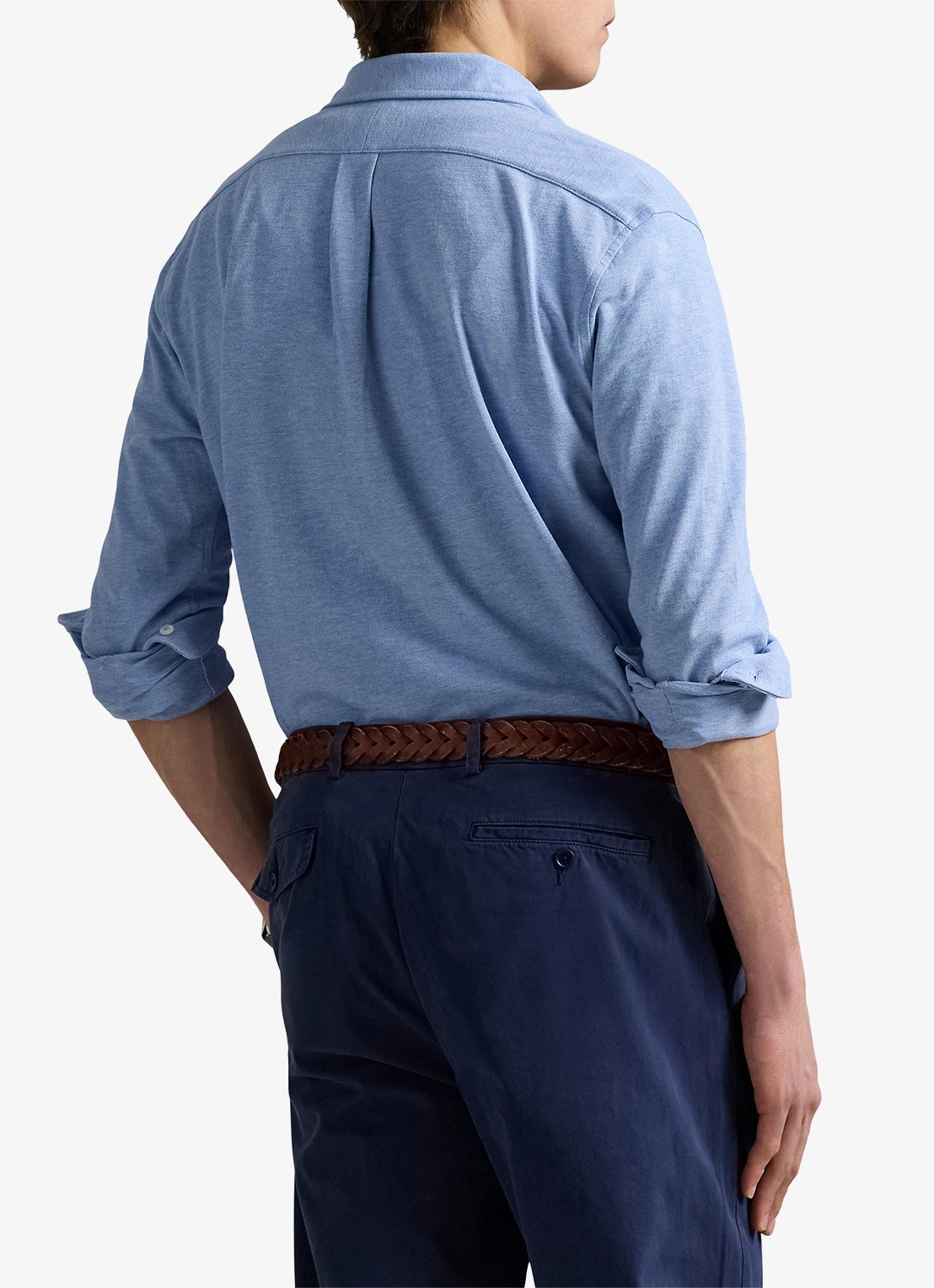 Ralph Lauren Regular fit overhemd van piqué katoen - achterkant 5 isle heather / blauw