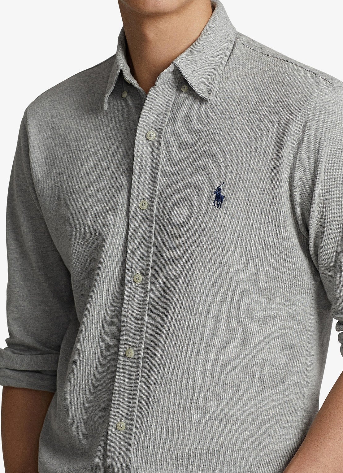 Ralph Lauren Regular fit overhemd van piqué katoen - detail 2 andover heather / grijs
