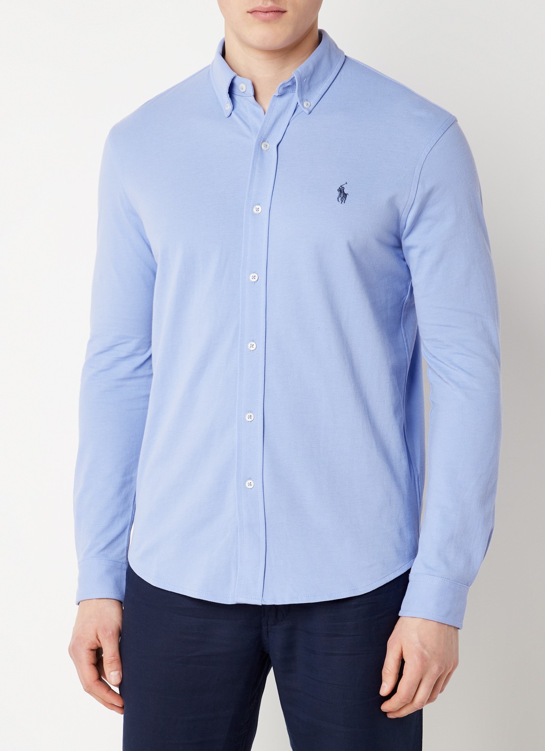 Ralph Lauren Regular fit overhemd van piqué katoen - detail lafayette blue / blauw