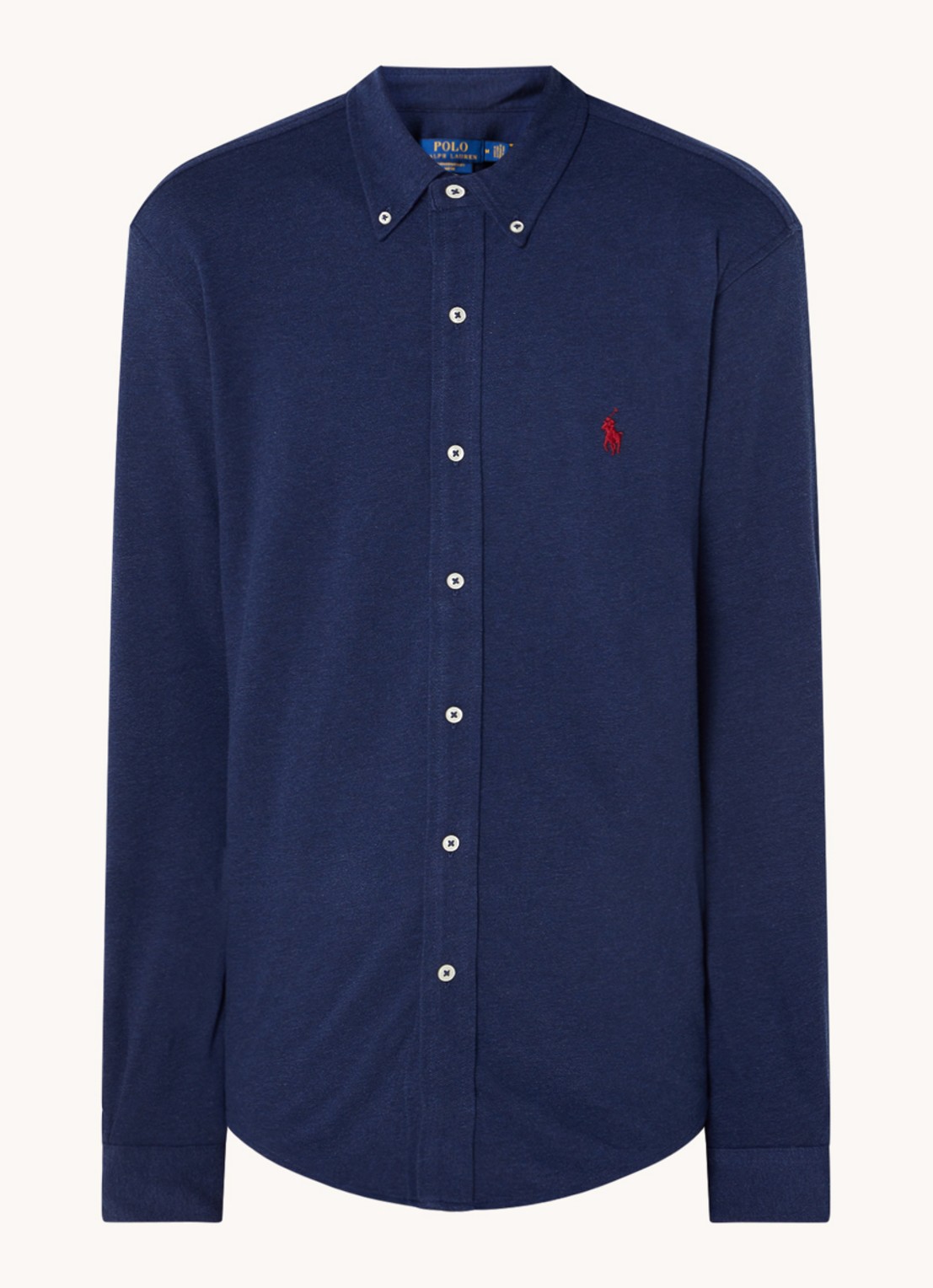 Ralph Lauren Regular fit overhemd van piqué katoen - voorkant 3 spring navy heather / donkerblauw