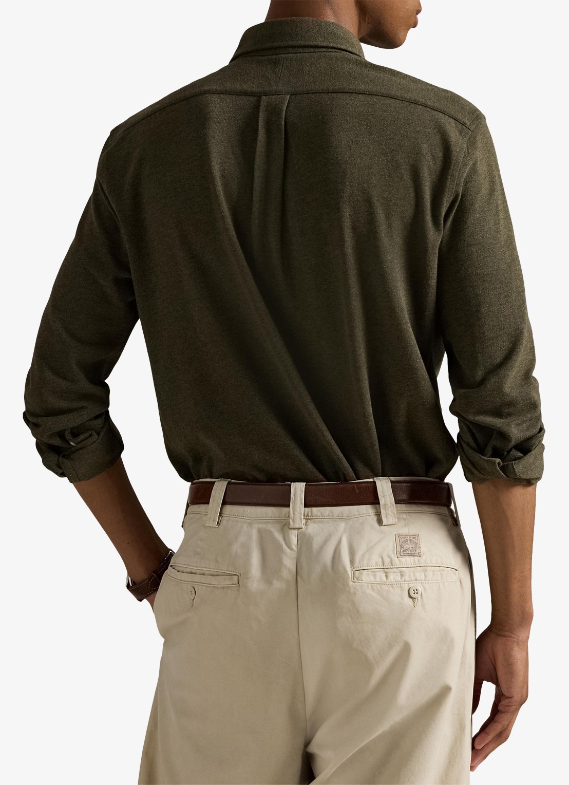 Ralph Lauren Regular fit overhemd van piqué katoen - achterkant 5 wilson olive heather / bruin