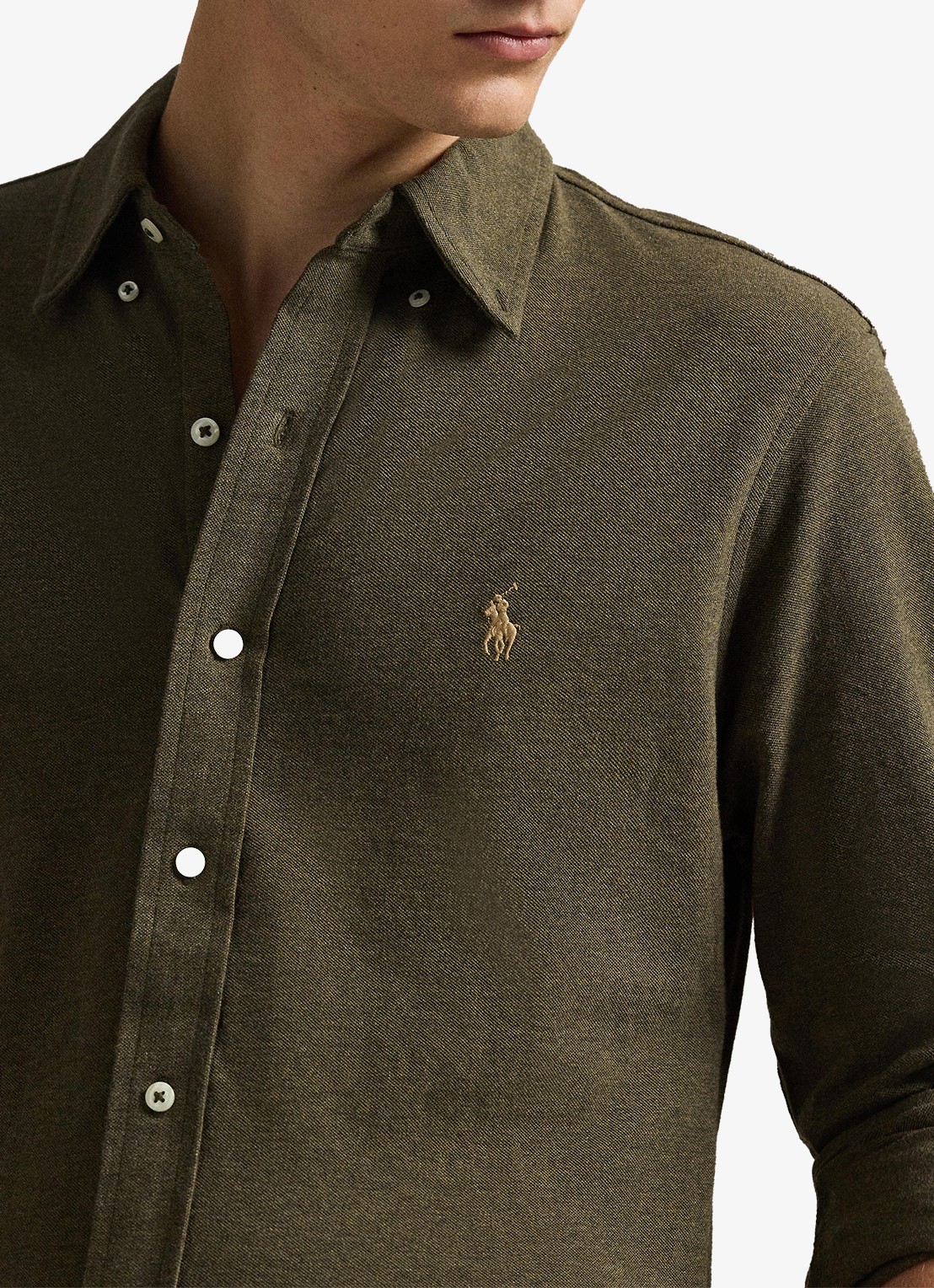 Ralph Lauren Regular fit overhemd van piqué katoen - detail 4 wilson olive heather / bruin