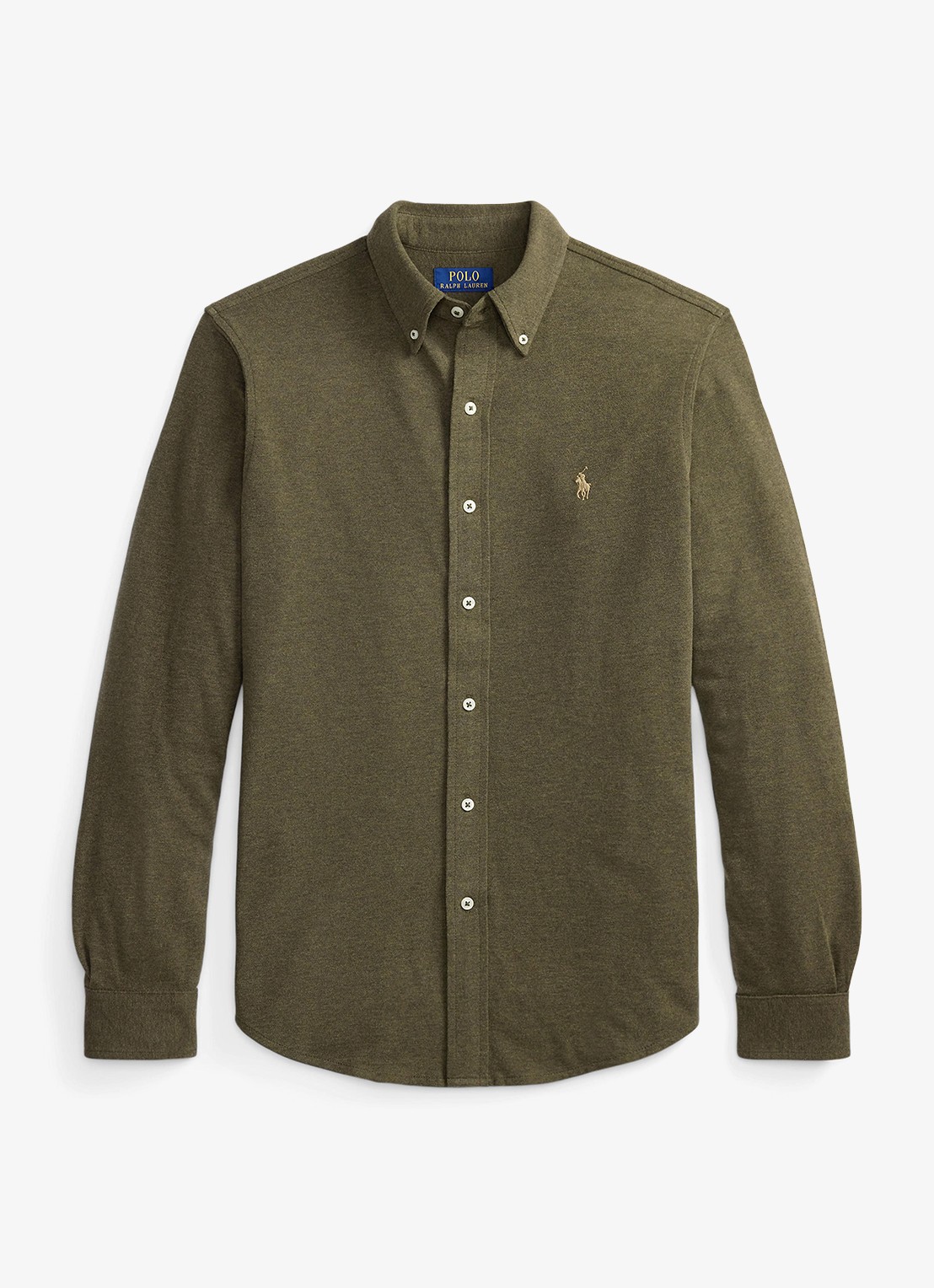 Ralph Lauren Regular fit overhemd van piqué katoen - voorkant wilson olive heather / bruin