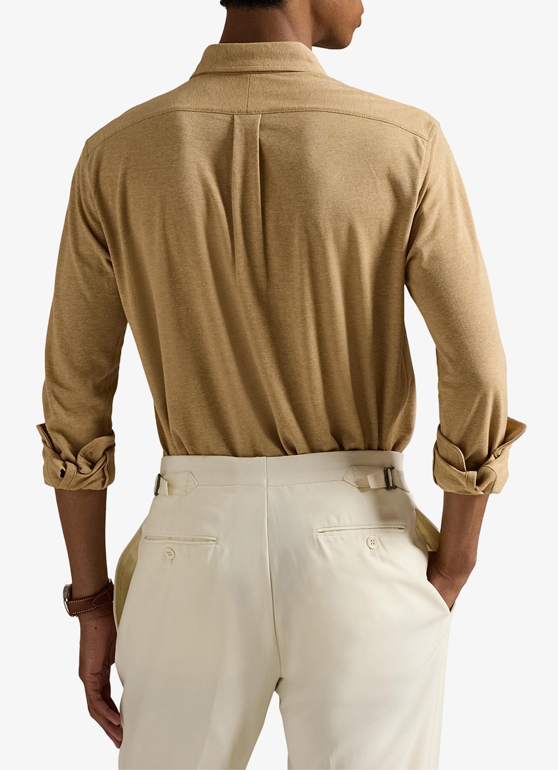 Ralph Lauren Regular fit overhemd van piqué katoen - achterkant 9 classic camel heather / beige