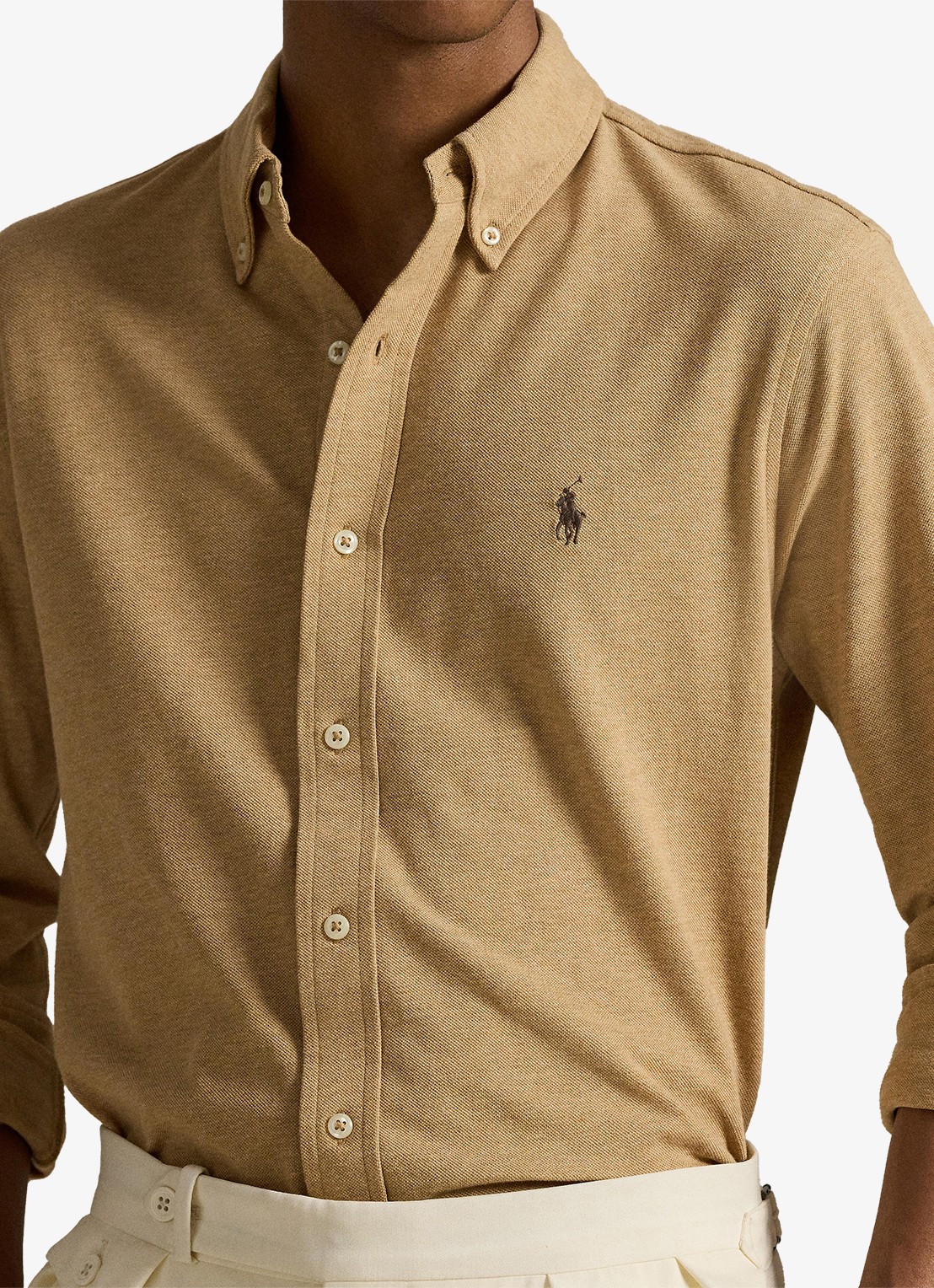 Ralph Lauren Regular fit overhemd van piqué katoen - detail 4 classic camel heather / beige
