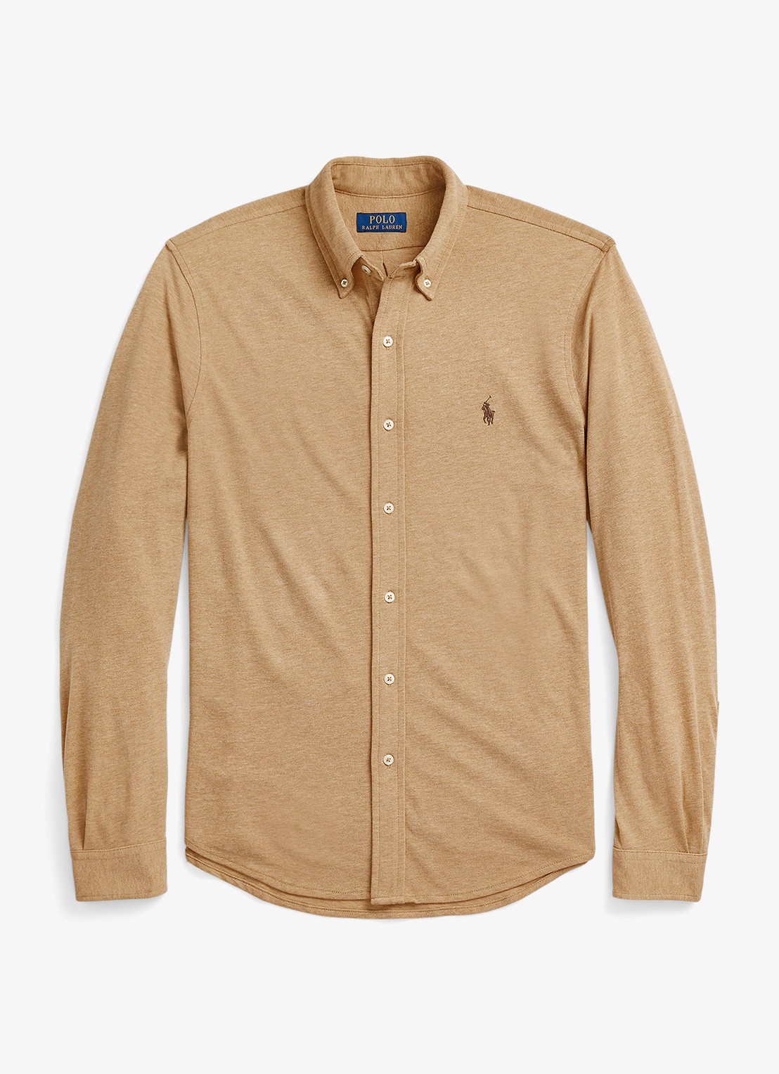 Ralph Lauren Regular fit overhemd van piqué katoen - voorkant 7 classic camel heather / beige