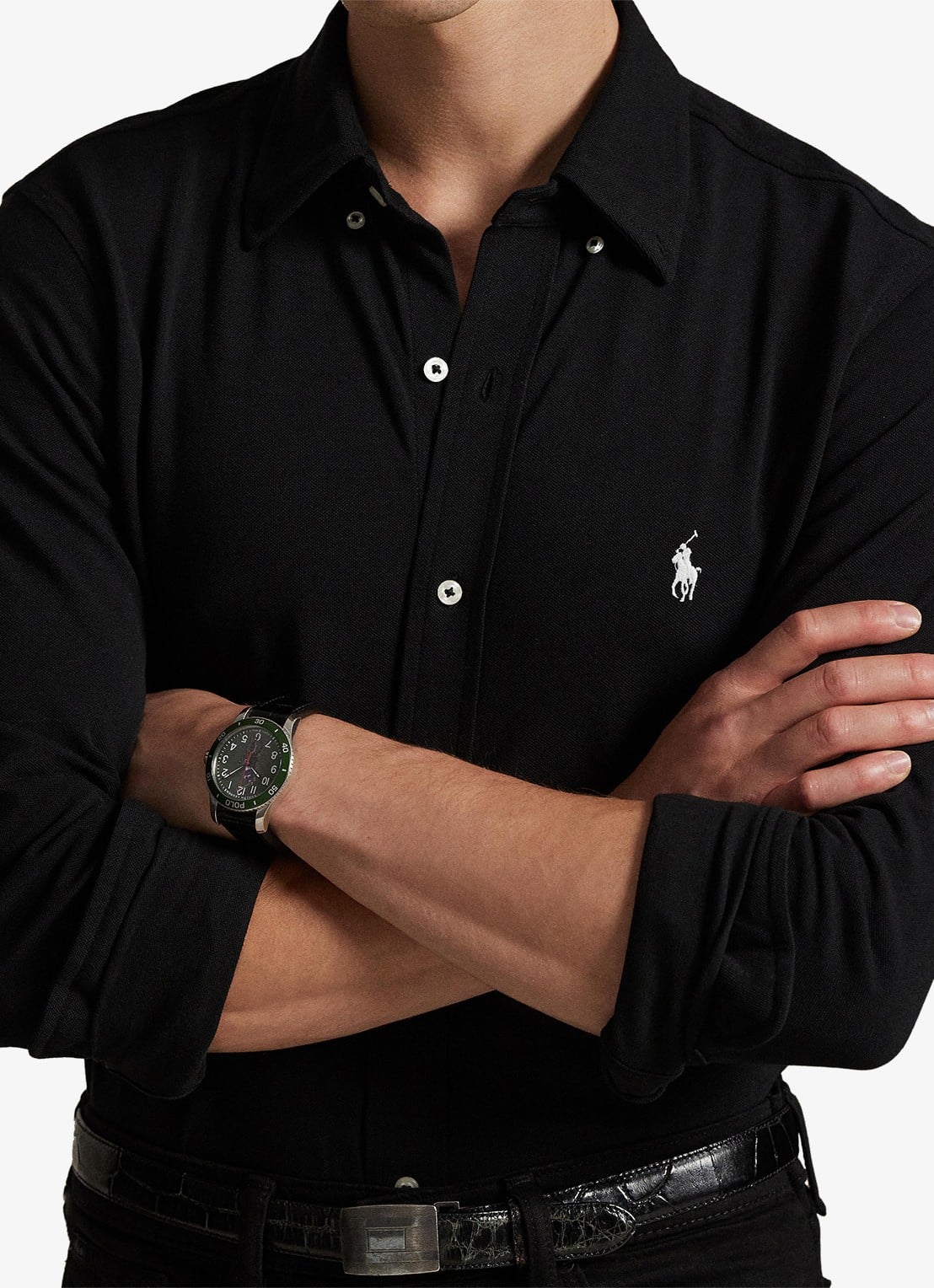 Ralph Lauren Regular fit overhemd van piqué katoen - detail 2 polo black / zwart 2