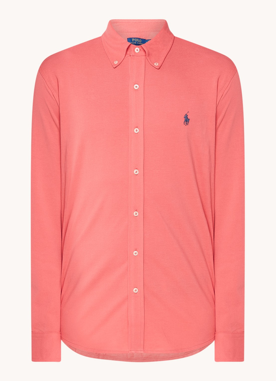 Ralph Lauren Regular fit overhemd van piqué katoen - voorkant 3 pale red / koraalrood