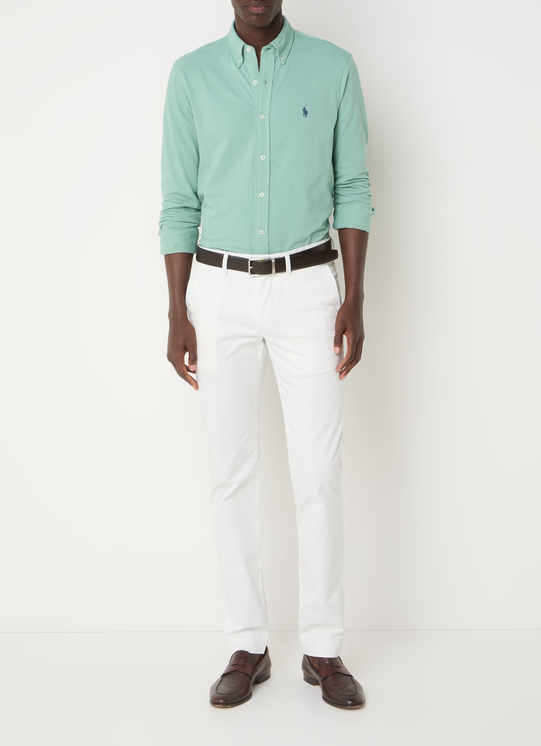 Ralph Lauren Regular fit overhemd van piqué katoen - voorkant 2 faded mint / mint