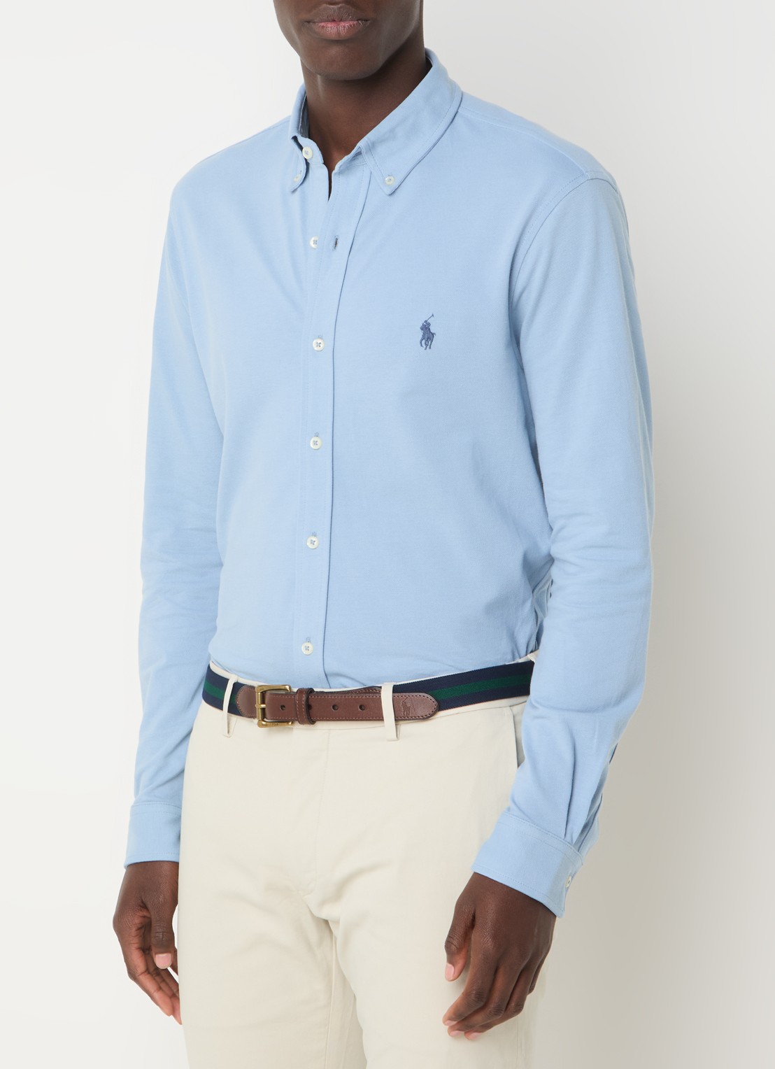Ralph Lauren Regular fit overhemd van piqué katoen - detail vessel blue / staalblauw
