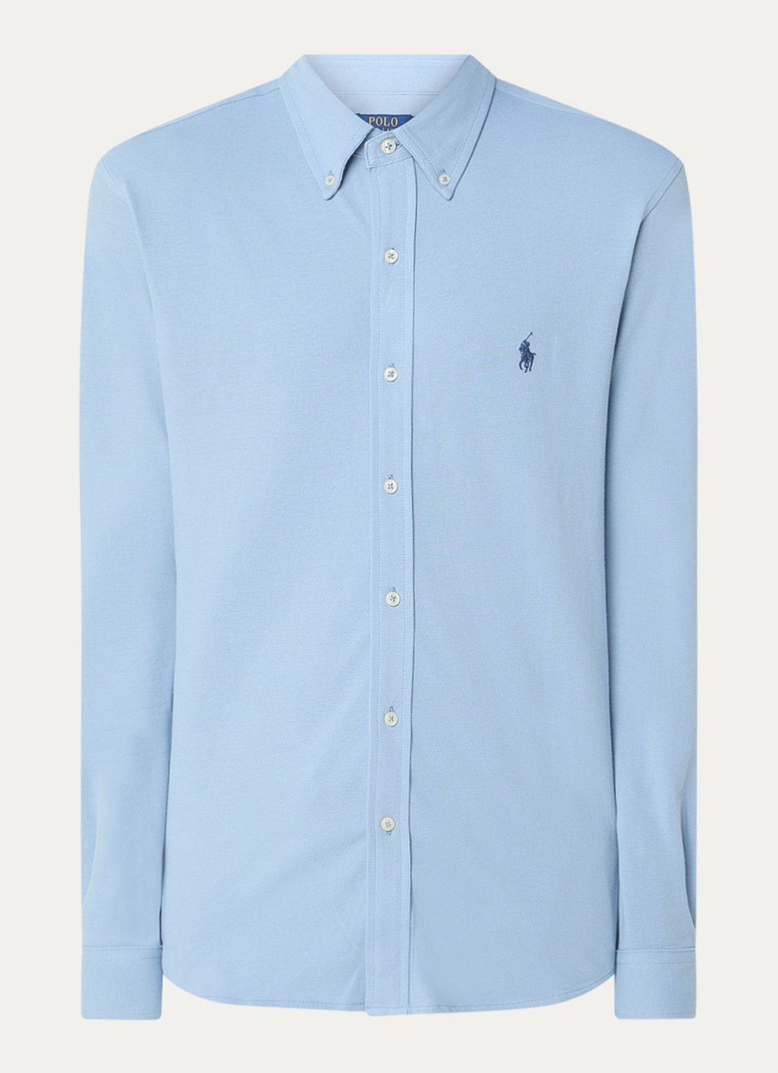 Ralph Lauren Regular fit overhemd van piqué katoen - voorkant 2 vessel blue / staalblauw