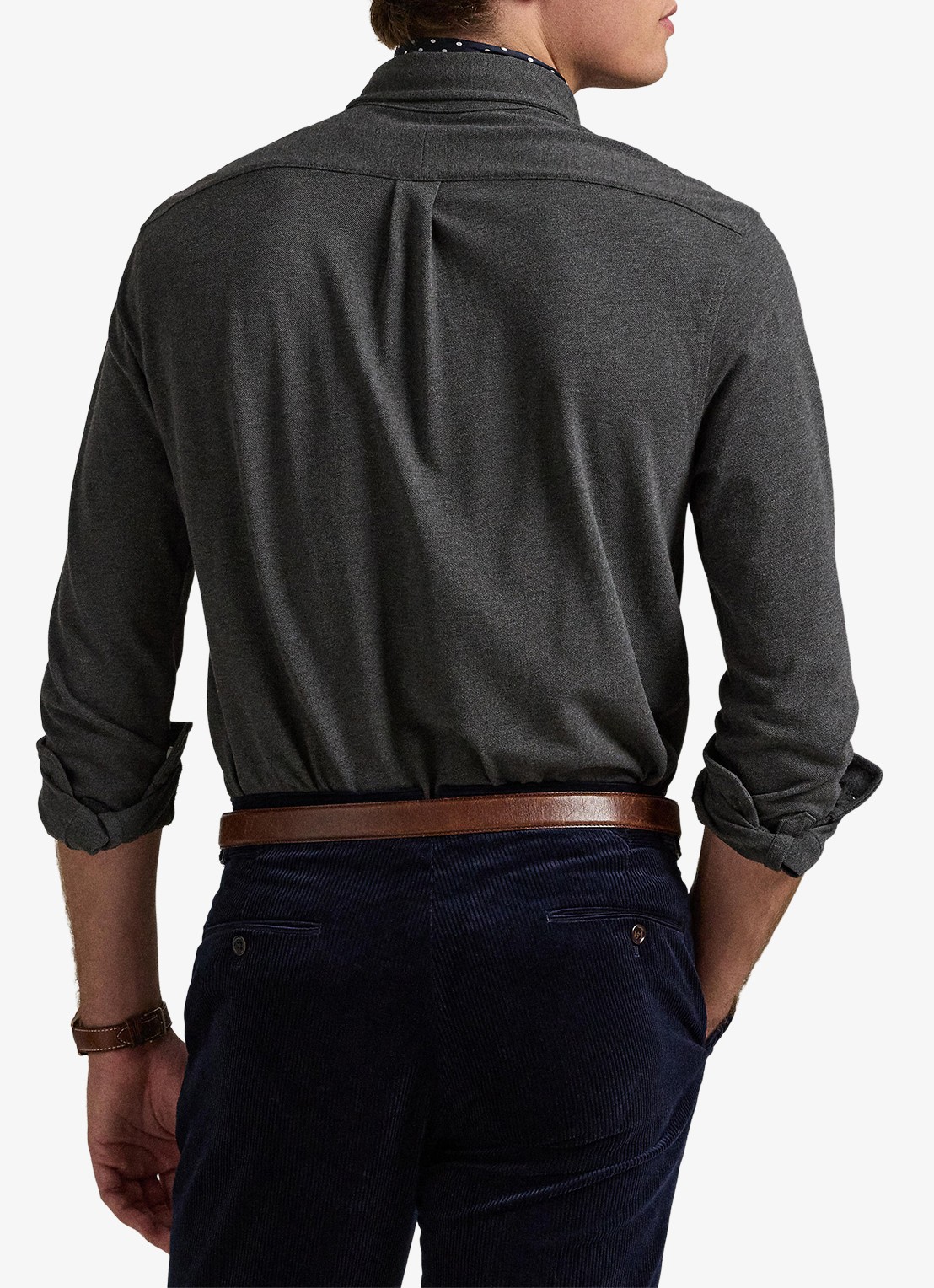 Ralph Lauren Regular fit overhemd van piqué katoen - achterkant 5 windsor heather / donkergrijs
