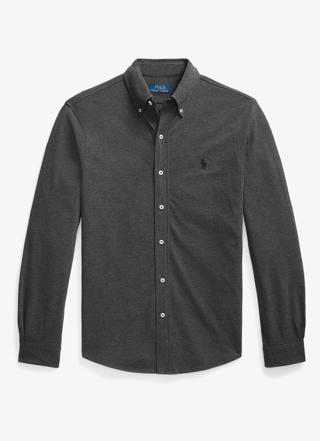 Ralph Lauren Regular fit overhemd van piqué katoen - voorkant windsor heather / donkergrijs
