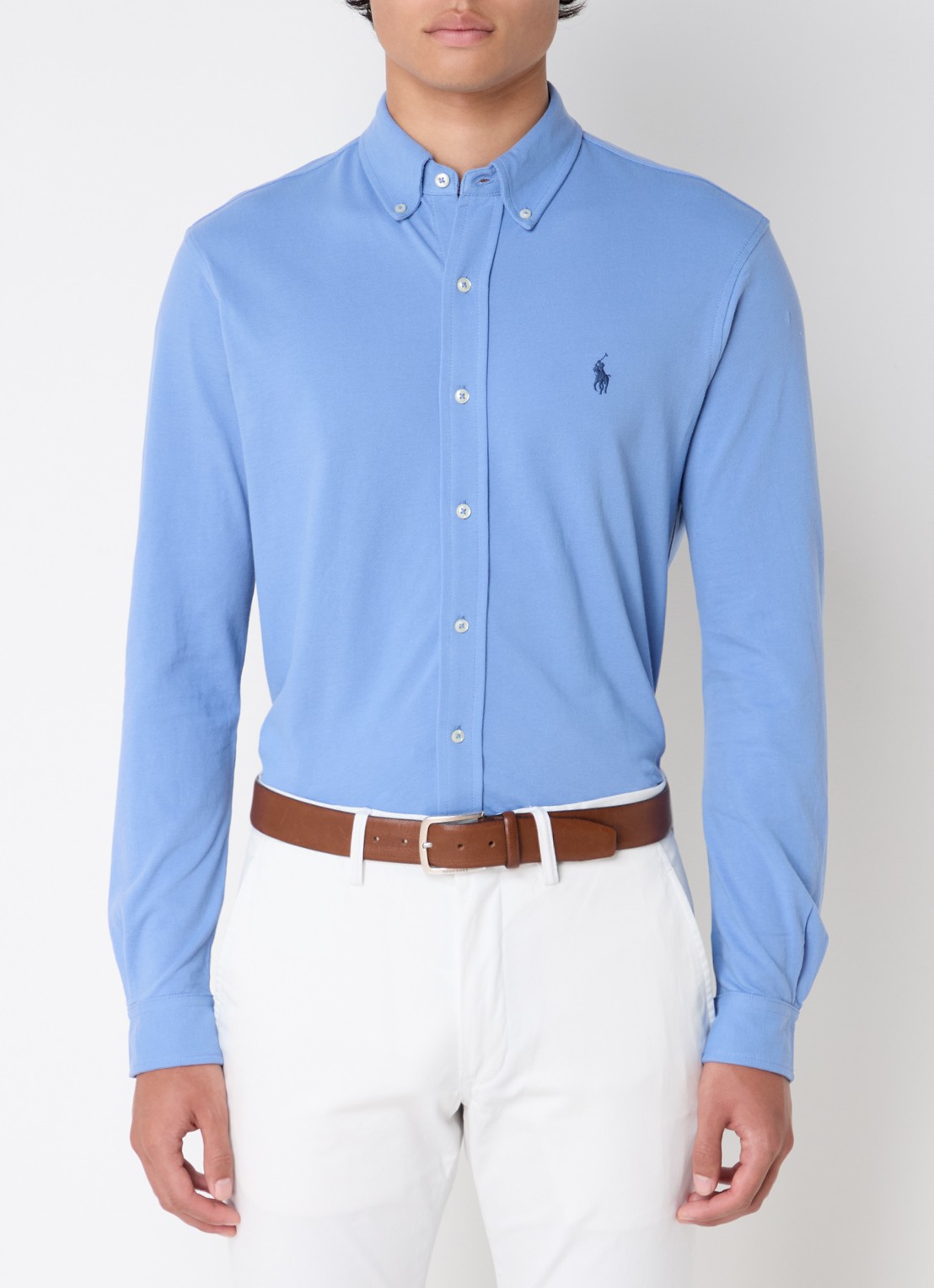 Ralph Lauren Regular fit overhemd van piqué katoen - detail campus blue / blauwgrijs