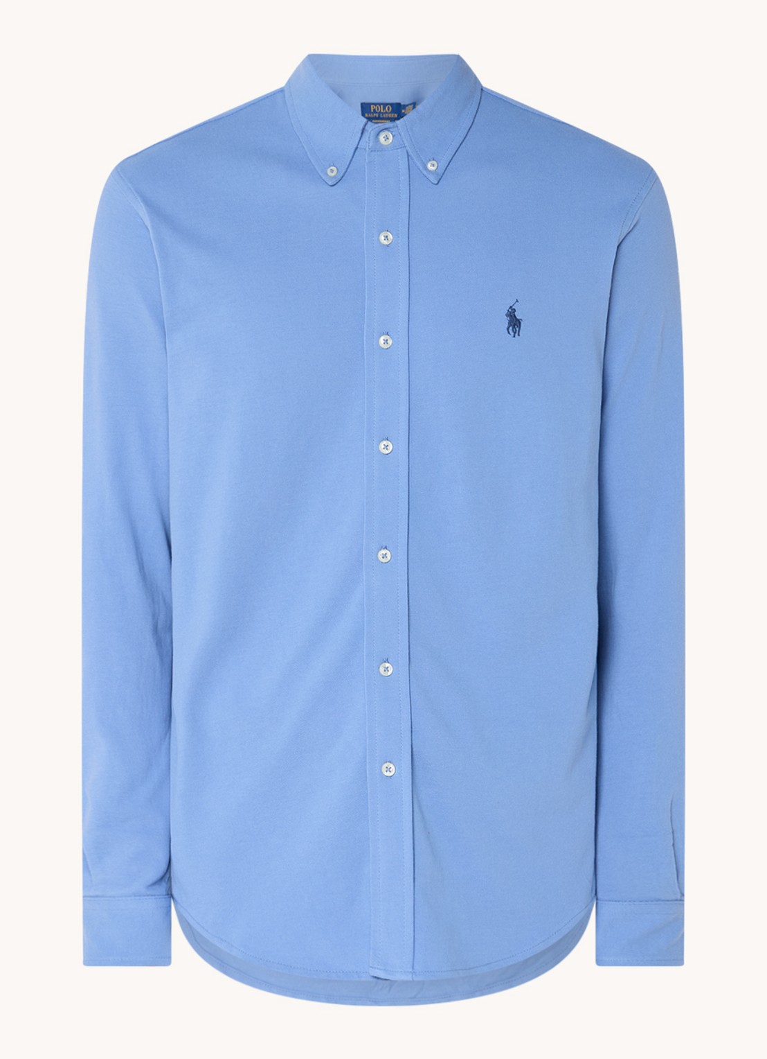 Ralph Lauren Regular fit overhemd van piqué katoen - voorkant 3 campus blue / blauwgrijs