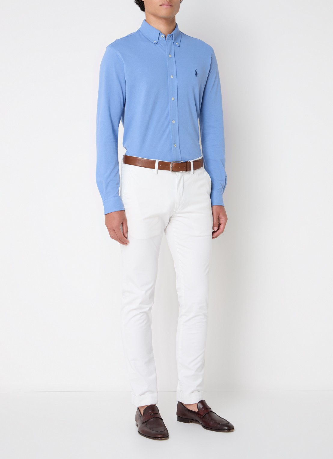 Ralph Lauren Regular fit overhemd van piqué katoen - voorkant 4 campus blue / blauwgrijs