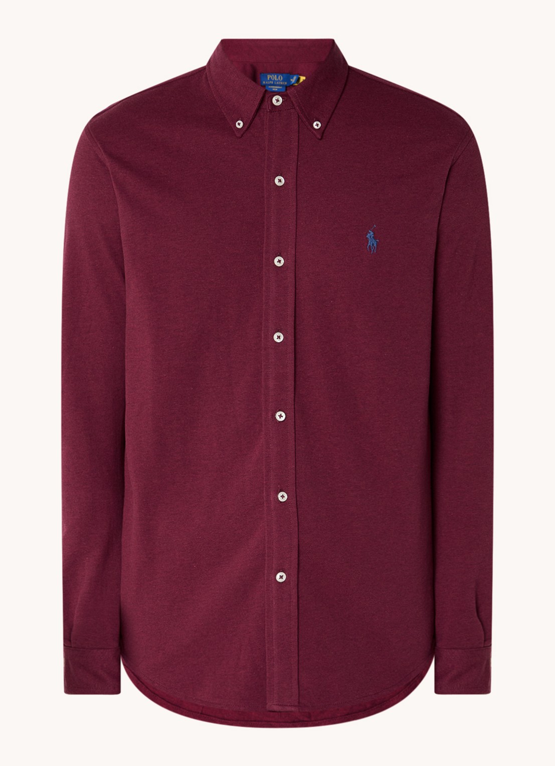 Ralph Lauren Regular fit overhemd van piqué katoen - voorkant 2 vintage port heather / bordeaux
