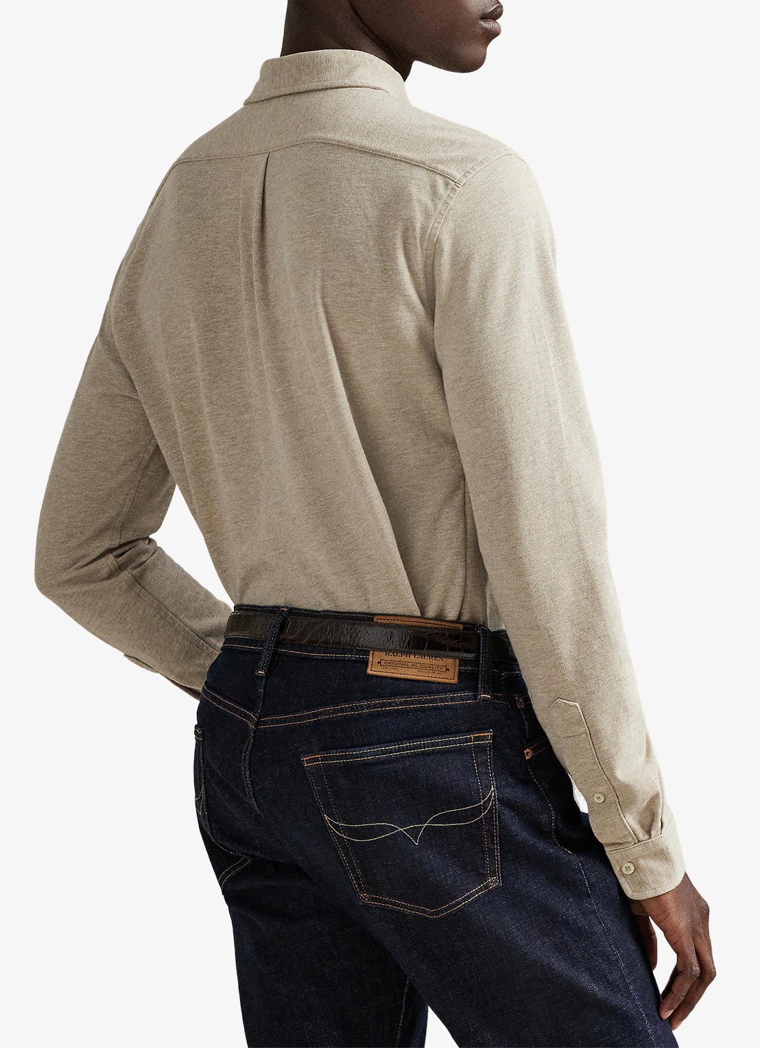 Ralph Lauren Regular fit overhemd van piqué katoen - achterkant 6 tuscan beige heather / beige