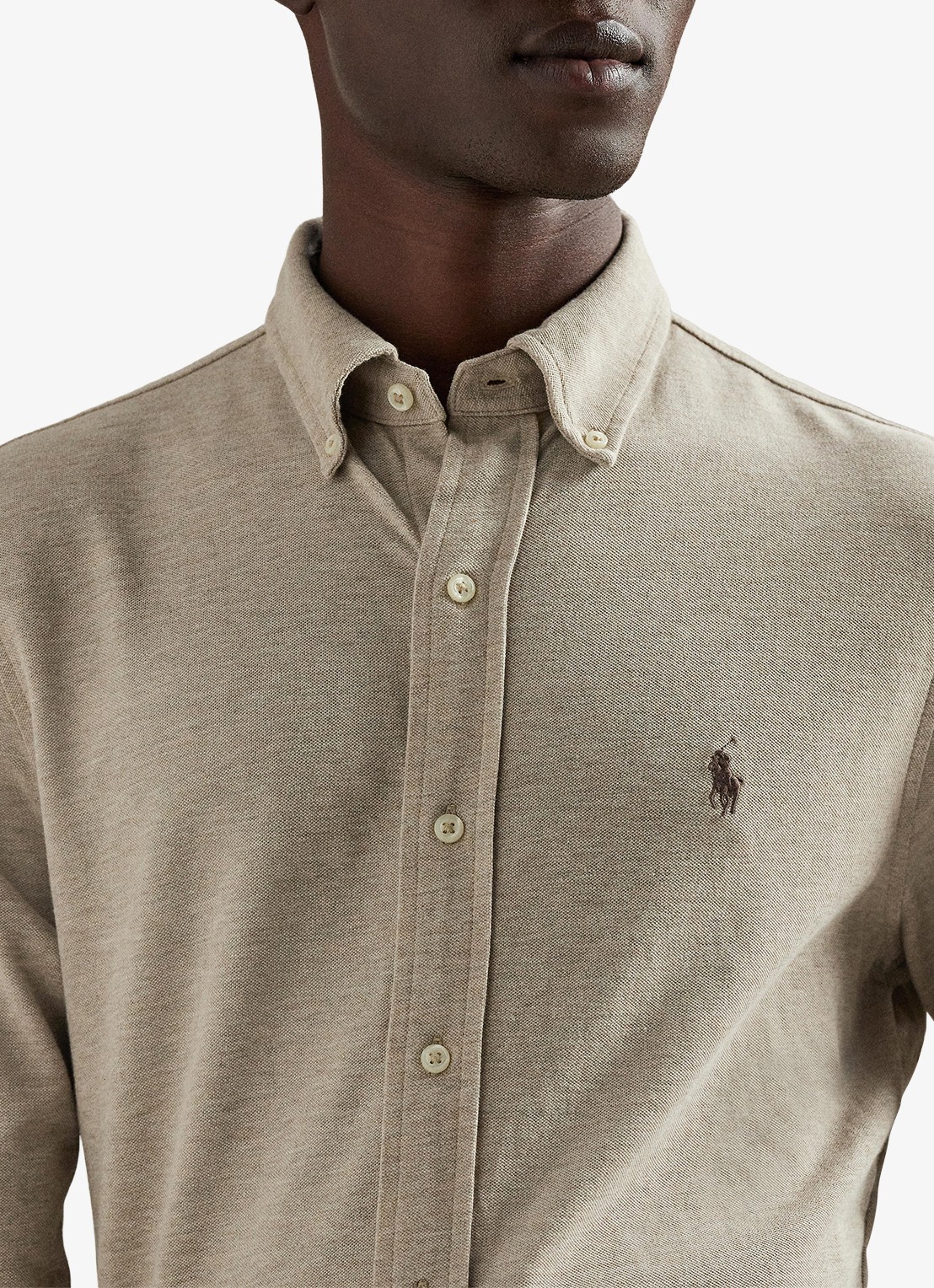 Ralph Lauren Regular fit overhemd van piqué katoen - detail 2 tuscan beige heather / beige