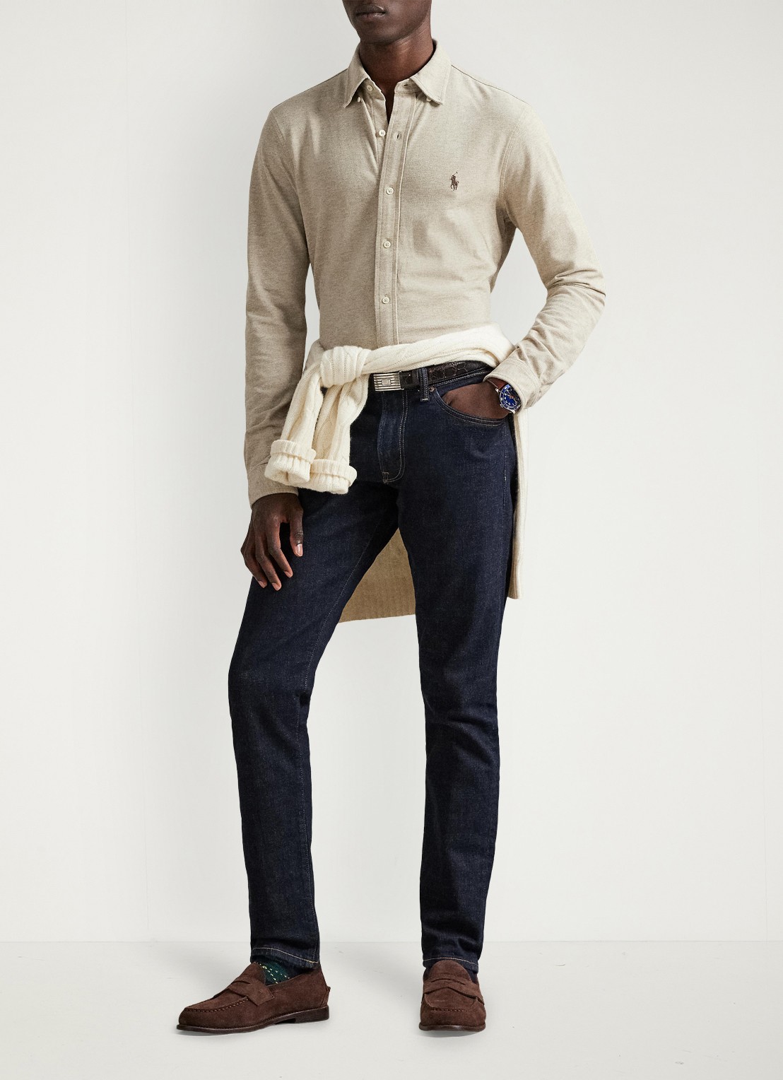 Ralph Lauren Regular fit overhemd van piqué katoen - detail 3 tuscan beige heather / beige