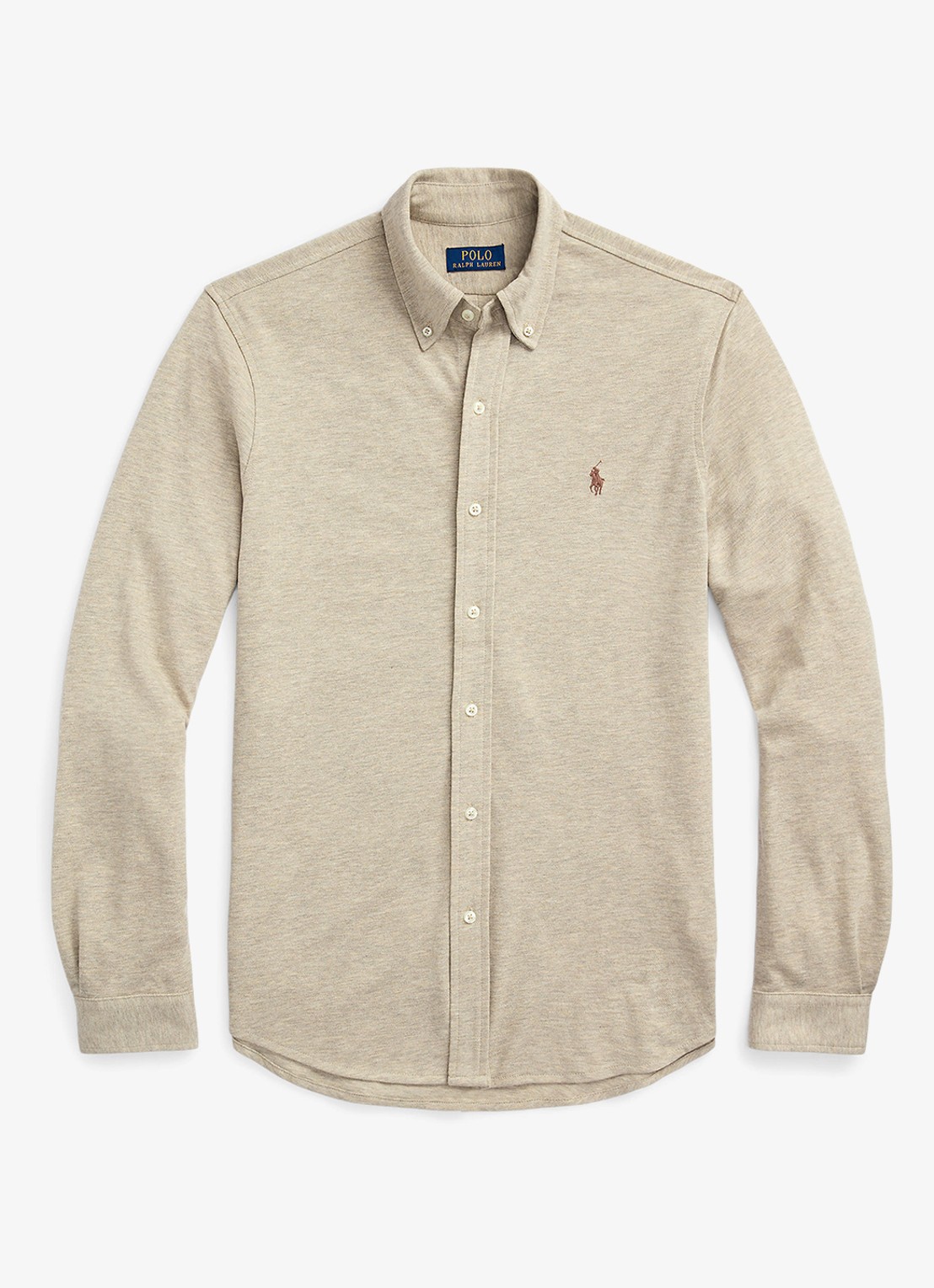 Ralph Lauren Regular fit overhemd van piqué katoen - voorkant tuscan beige heather c8888 / beige