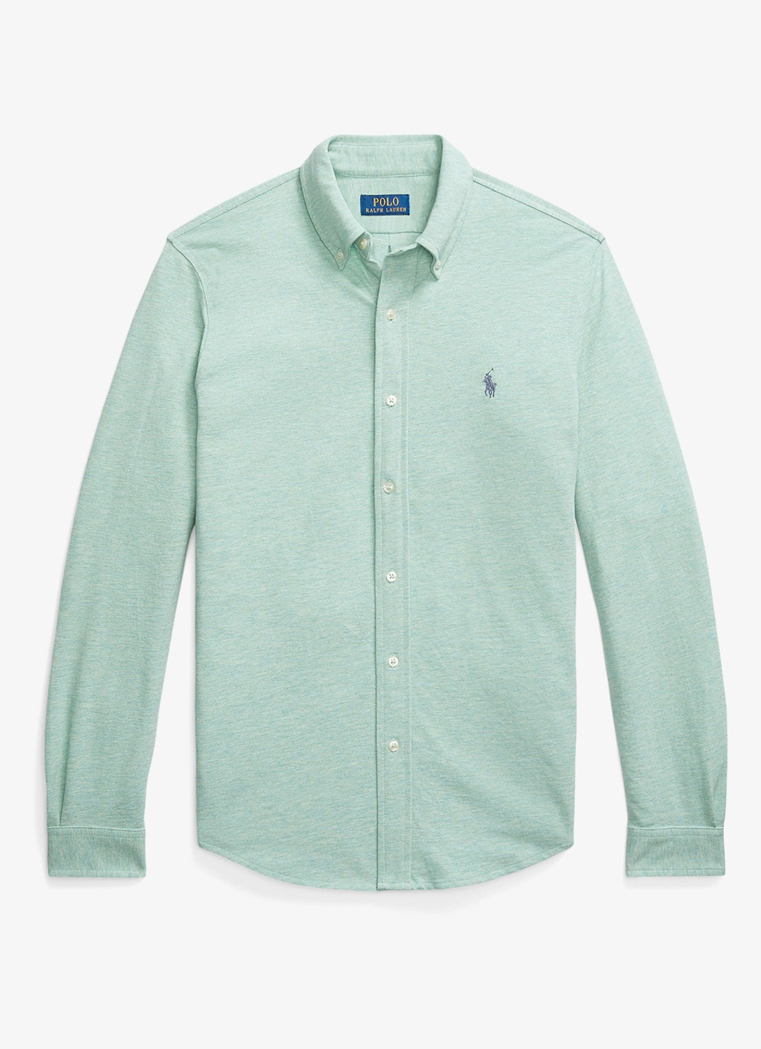 Ralph Lauren Regular fit overhemd van piqué katoen - voorkant 3 celadon heather / groen