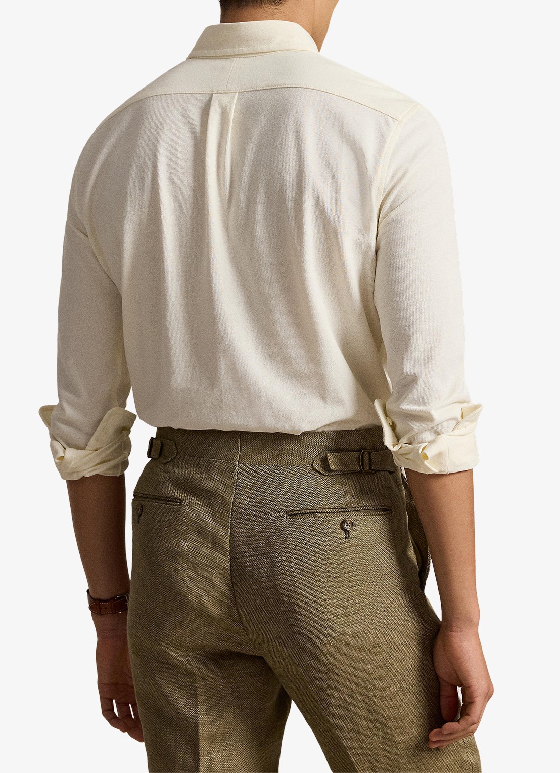 Ralph Lauren Regular fit overhemd van piqué katoen - achterkant pale cream / crème
