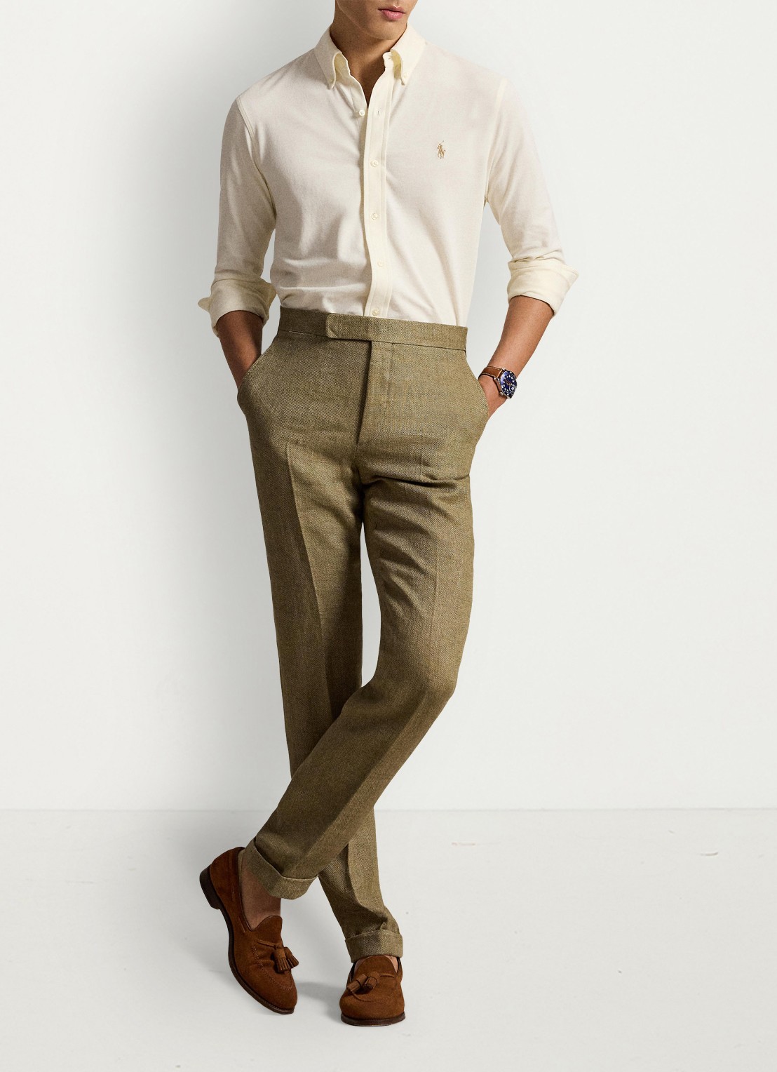 Ralph Lauren Regular fit overhemd van piqué katoen - detail 4 pale cream / crème