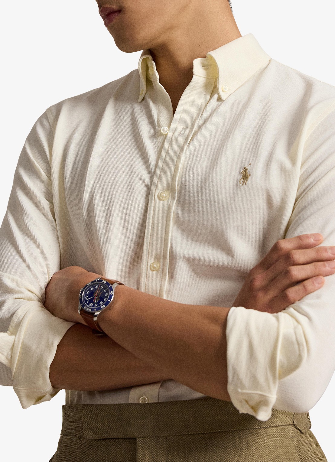 Ralph Lauren Regular fit overhemd van piqué katoen - detail 5 pale cream / crème