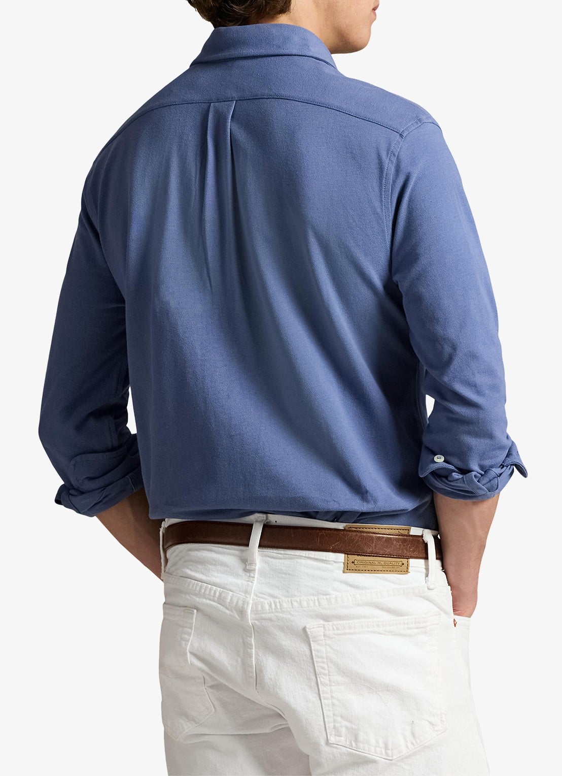 Ralph Lauren Regular fit overhemd van piqué katoen - achterkant capri blue / blauw