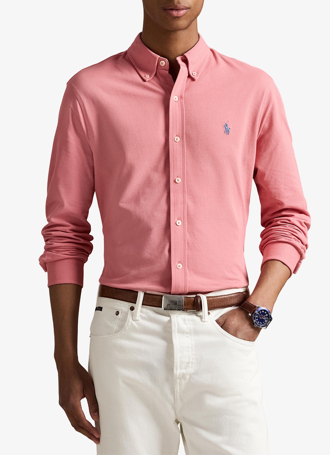 Ralph Lauren Regular fit overhemd van piqué katoen - detail 4 desert rose / roze