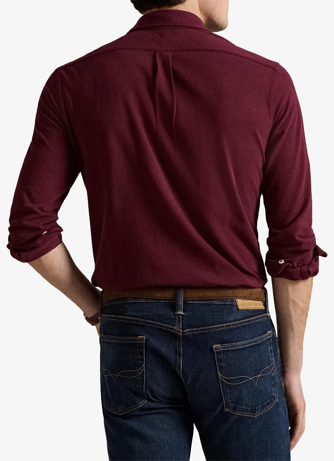 Ralph Lauren Regular fit overhemd van piqué katoen - achterkant 5 spring wine heather / wijnrood
