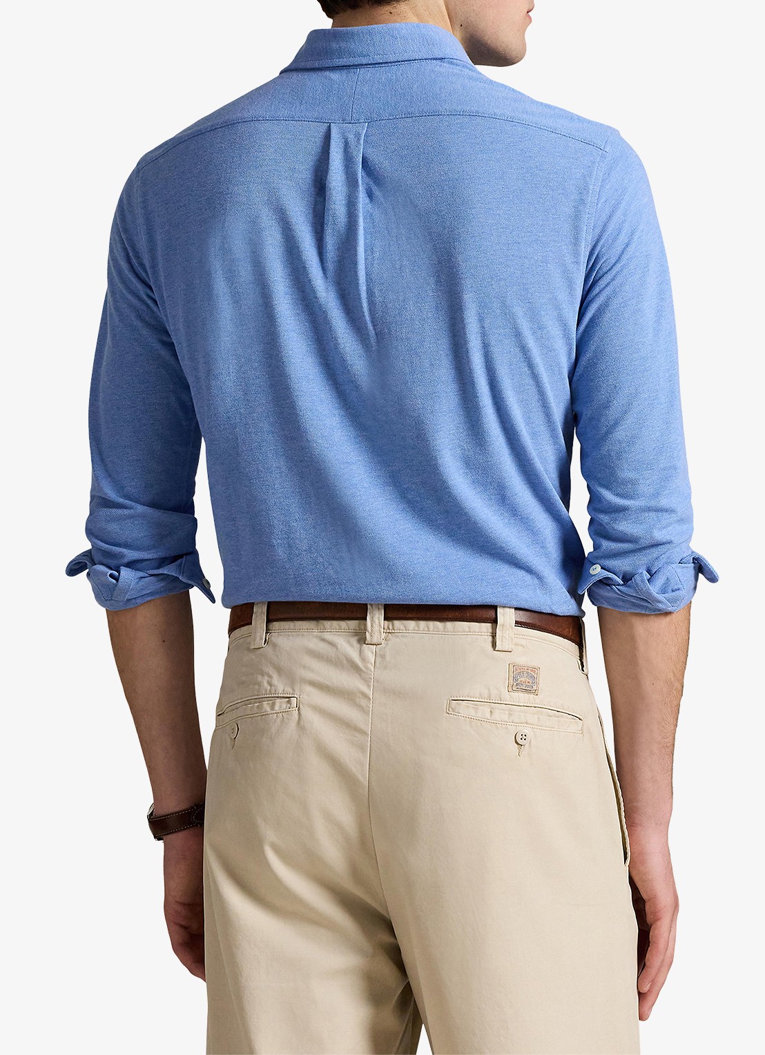 Ralph Lauren Regular fit overhemd van piqué katoen - achterkant soft royal heather / blauw