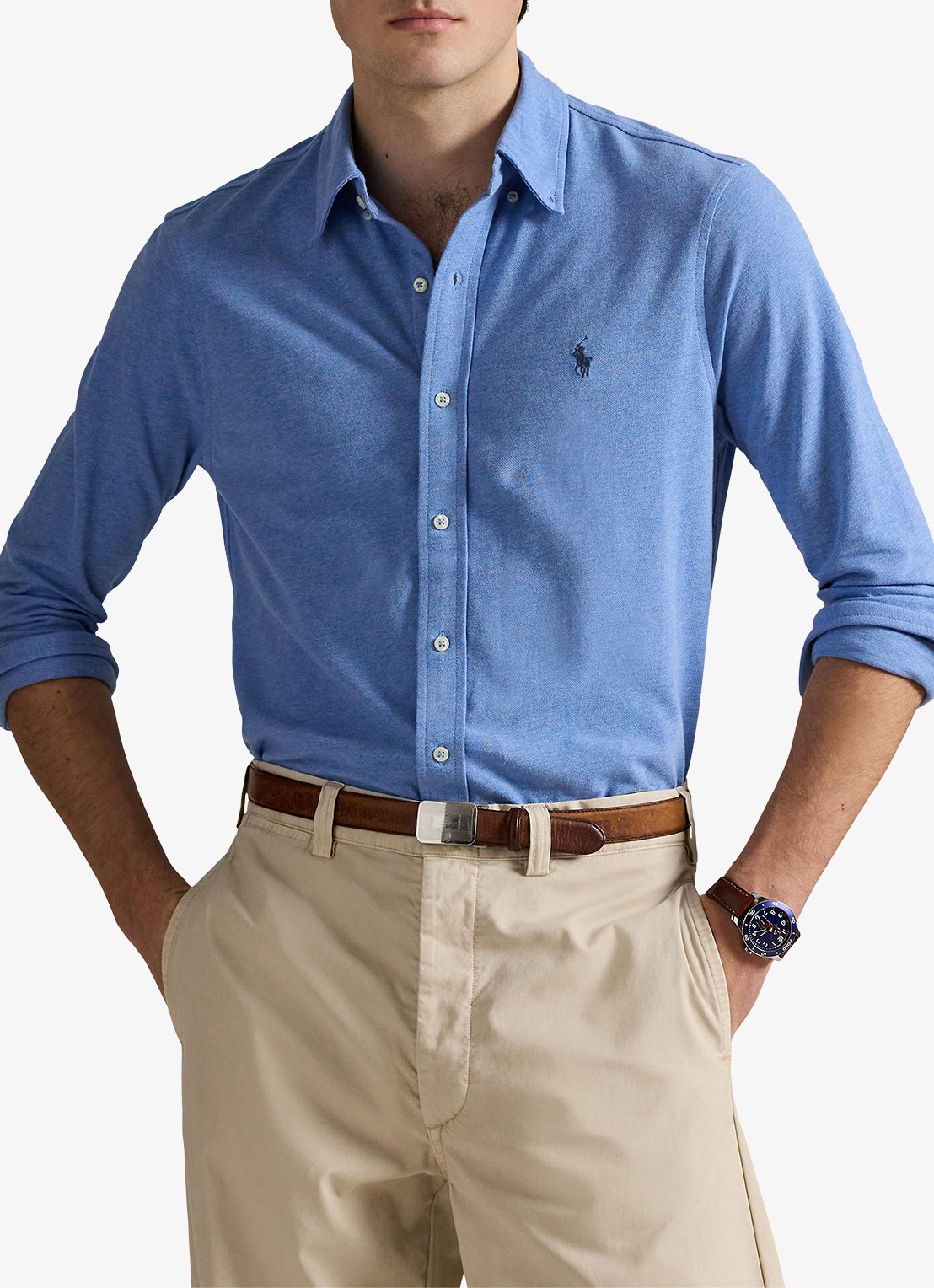 Ralph Lauren Regular fit overhemd van piqué katoen - detail 2 soft royal heather / blauw