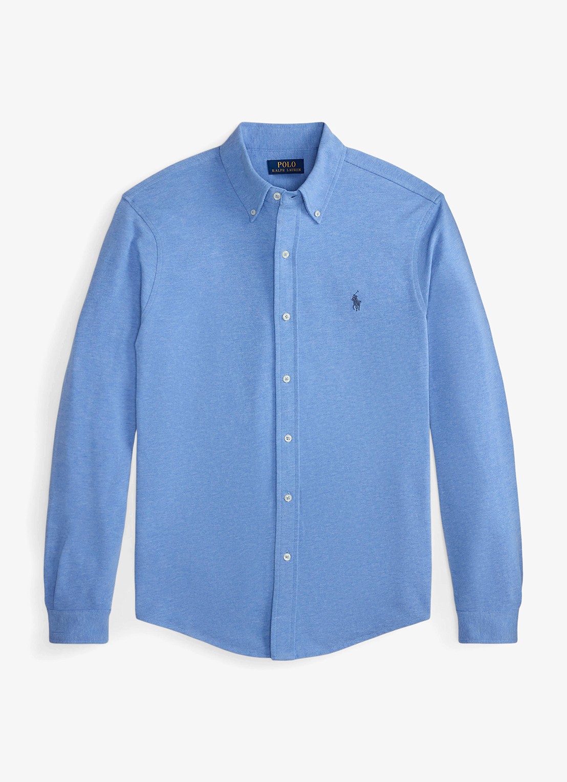 Ralph Lauren Regular fit overhemd van piqué katoen - voorkant 4 soft royal heather / blauw