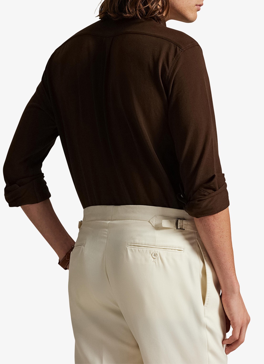 Ralph Lauren Regular fit overhemd van piqué katoen - achterkant 3 dark beech / zwart