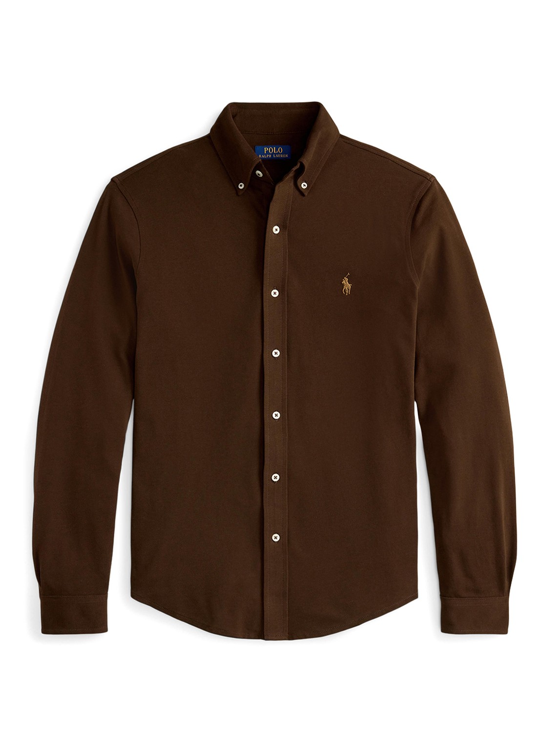 Ralph Lauren Regular fit overhemd van piqué katoen - voorkant dark beech / zwart