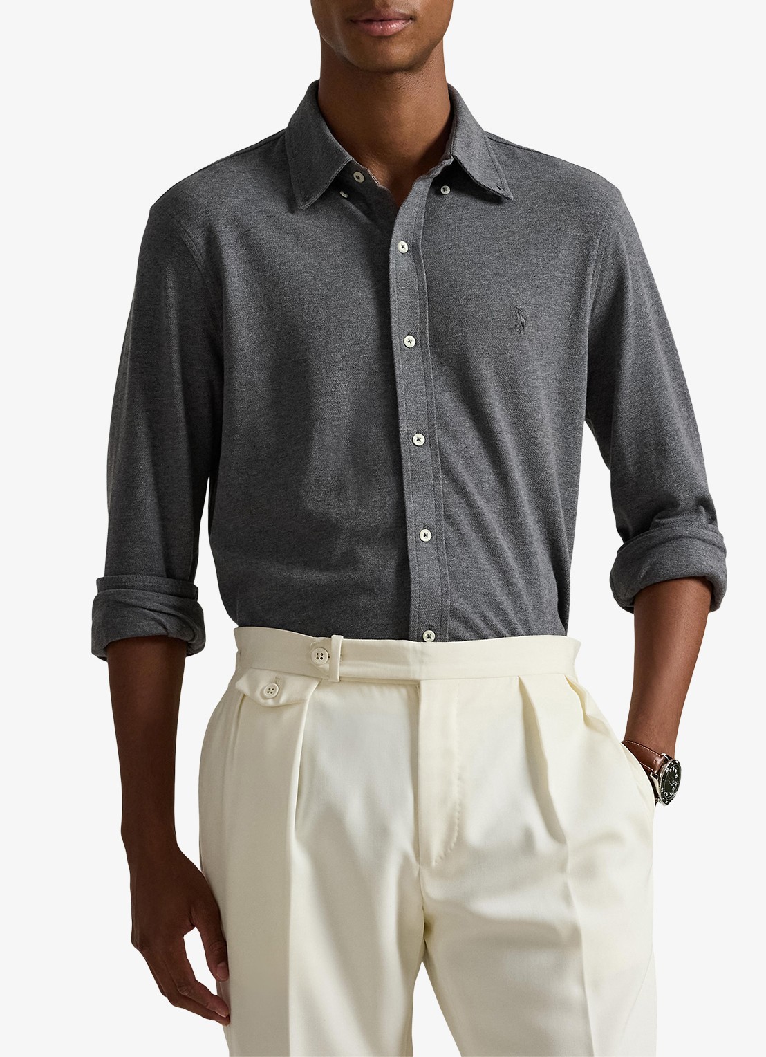 Ralph Lauren Regular fit overhemd van piqué katoen - detail ---