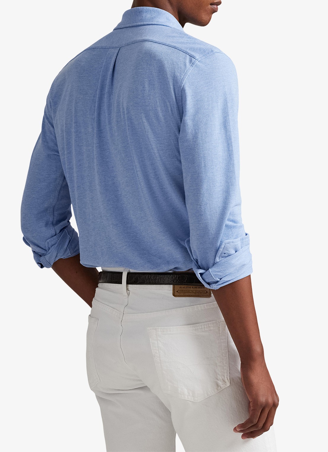 Ralph Lauren Regular fit overhemd van piqué katoen - achterkant isle heather / creme