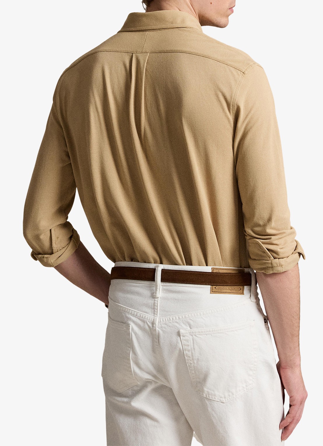 Ralph Lauren Regular fit overhemd van piqué katoen - achterkant vintage khaki c8888-zy59