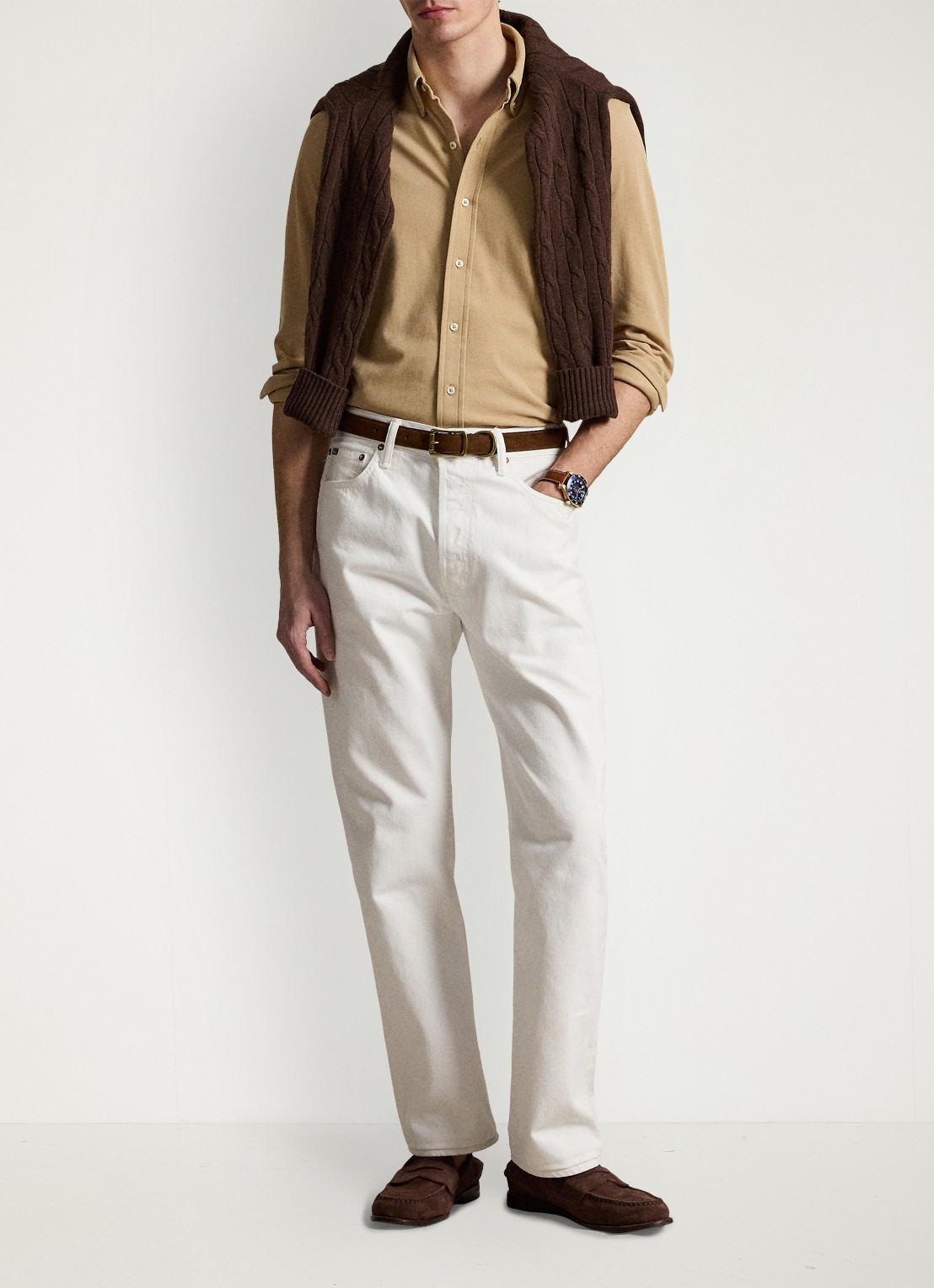 Ralph Lauren Regular fit overhemd van piqué katoen - detail 4 vintage khaki c8888-zy59