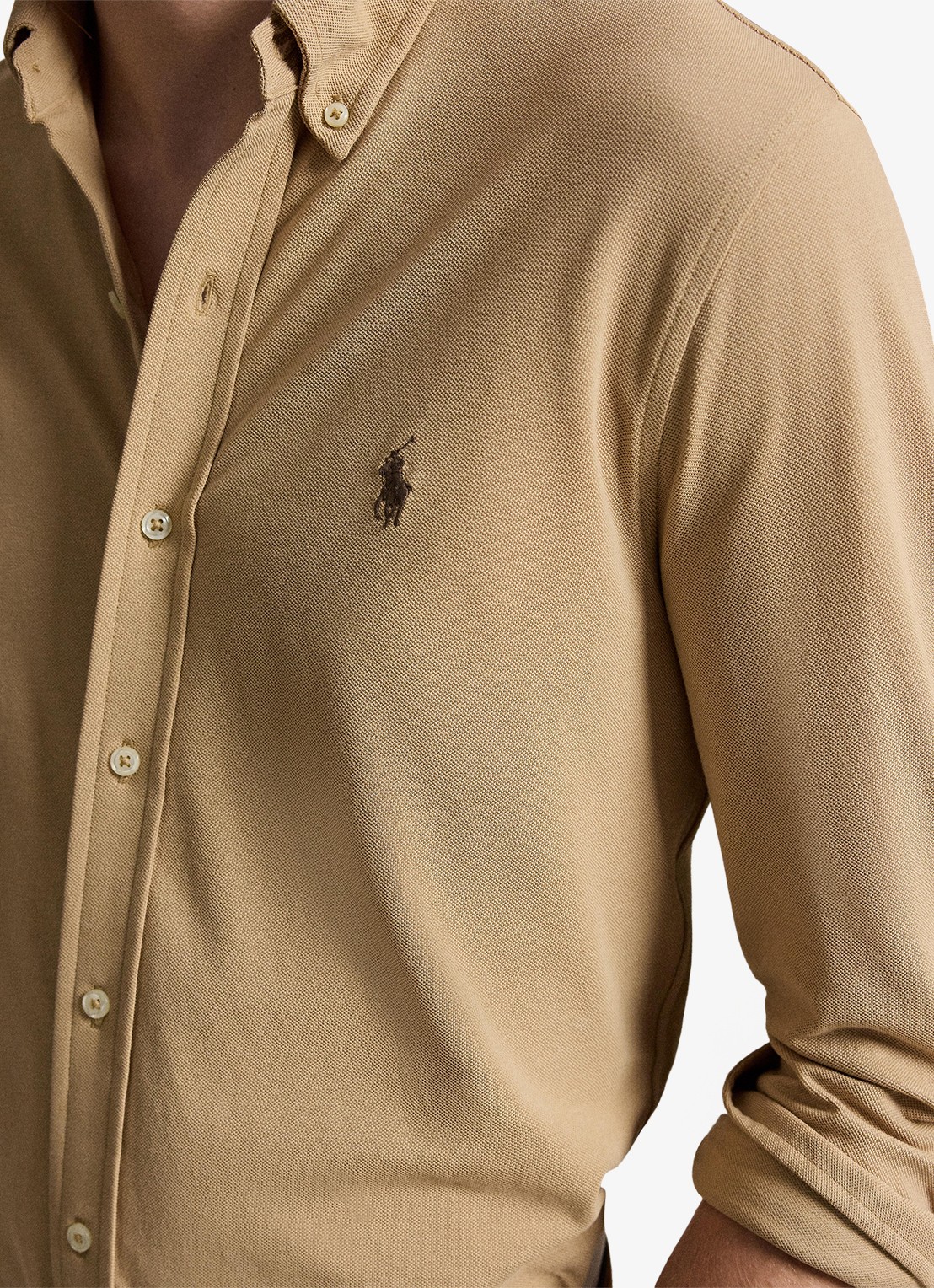 Ralph Lauren Regular fit overhemd van piqué katoen - detail 5 vintage khaki c8888-zy59