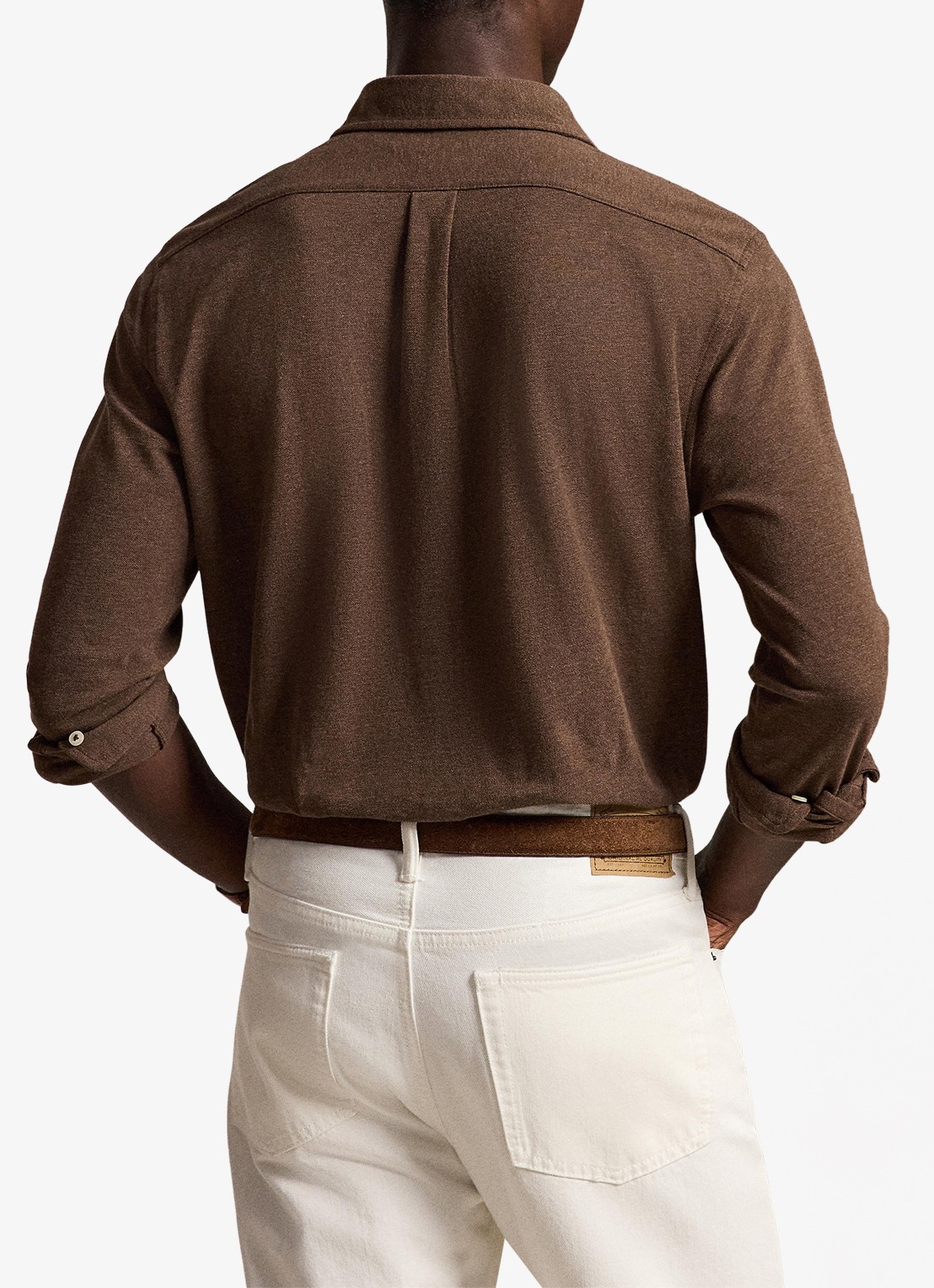 Ralph Lauren Regular fit overhemd van piqué katoen - achterkant 3 nutmeg brown htht / bruin